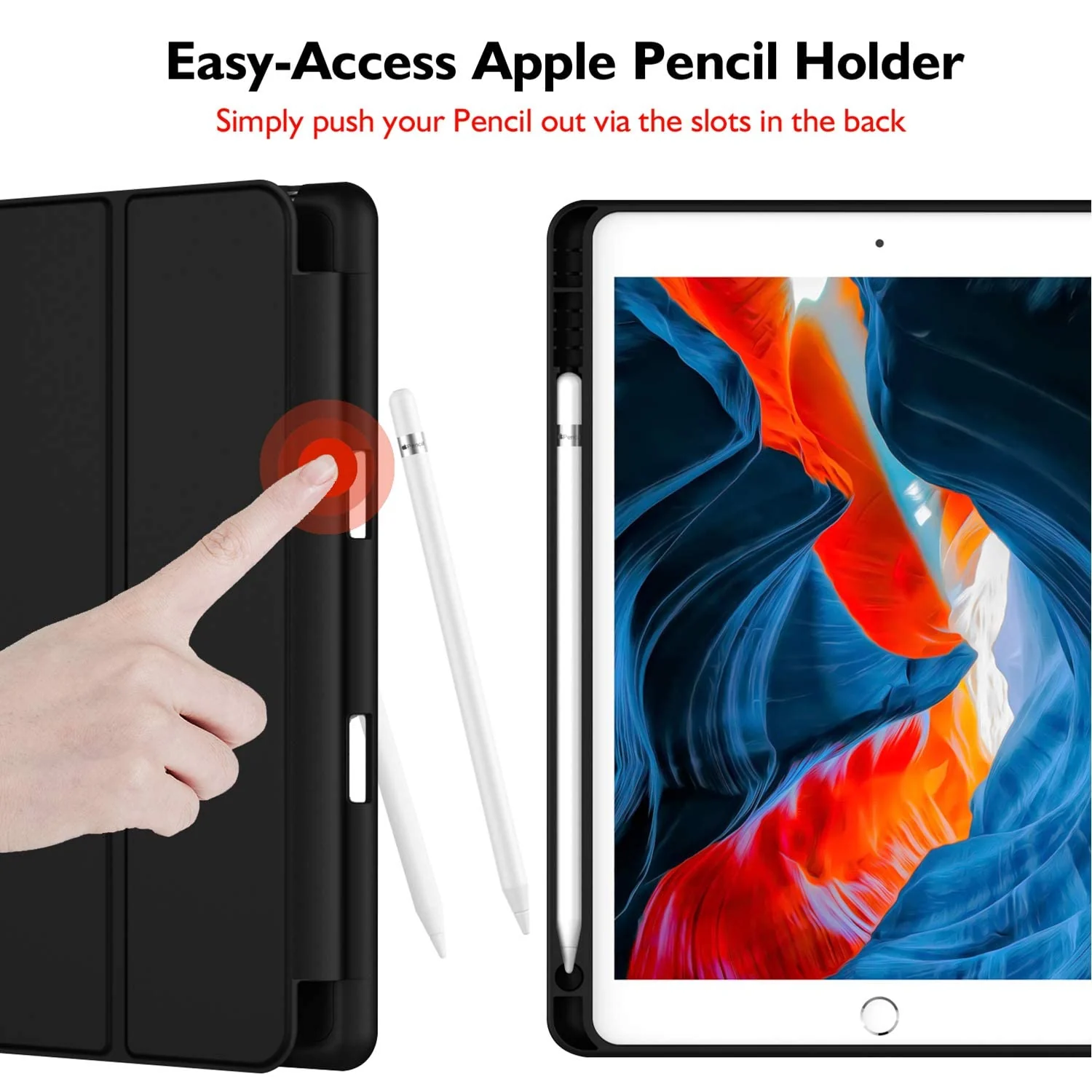 DL3 Mobilak iPad 9th/ 8th/ 7th Generation, Case for iPad 10.2-Inch 2021/2020/ 2019 with Pencil Holder, iPad 7th Gen 2019 Case with Soft Baby Skin Silicone Back, Auto Wake/Sleep Cover - Black