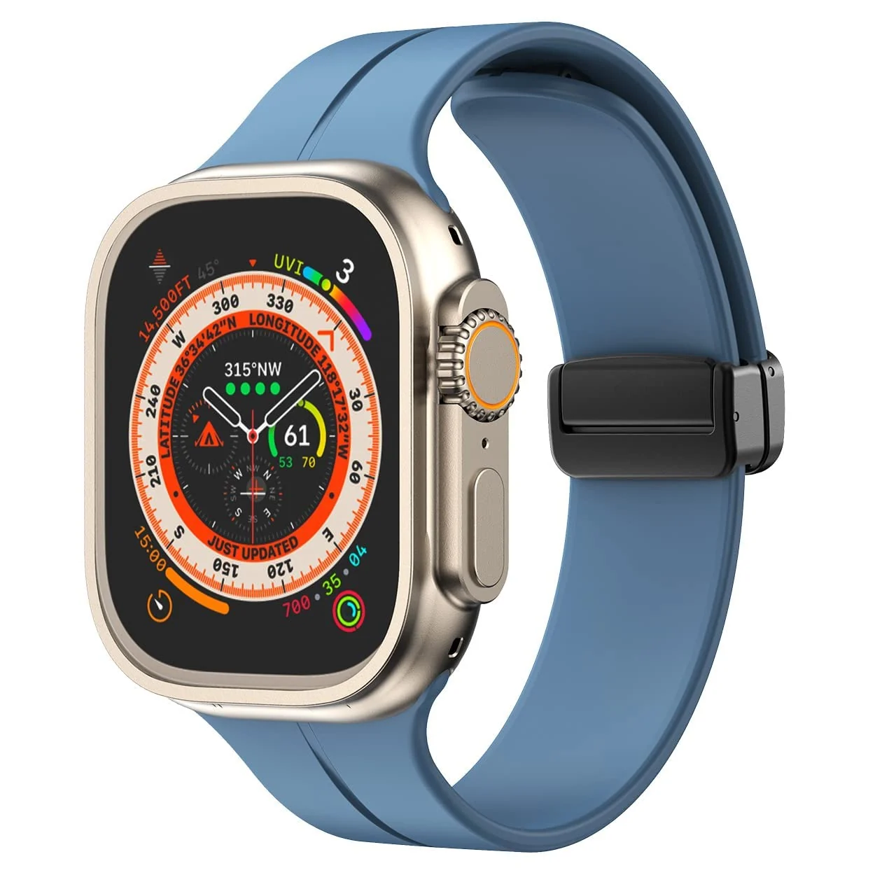 DL3 Mobilak Magnetic Bands for Apple Watch Ultra/Ultra 2 Band 49mm 45mm 44mm 42mm 41mm 40mm 38mm, Soft Sport Silicone Strap for iwatch Series 9/8/7/6/5/4 (Star Blue, 42mm/44mm/45mm/49mm), unisex-adult - Black