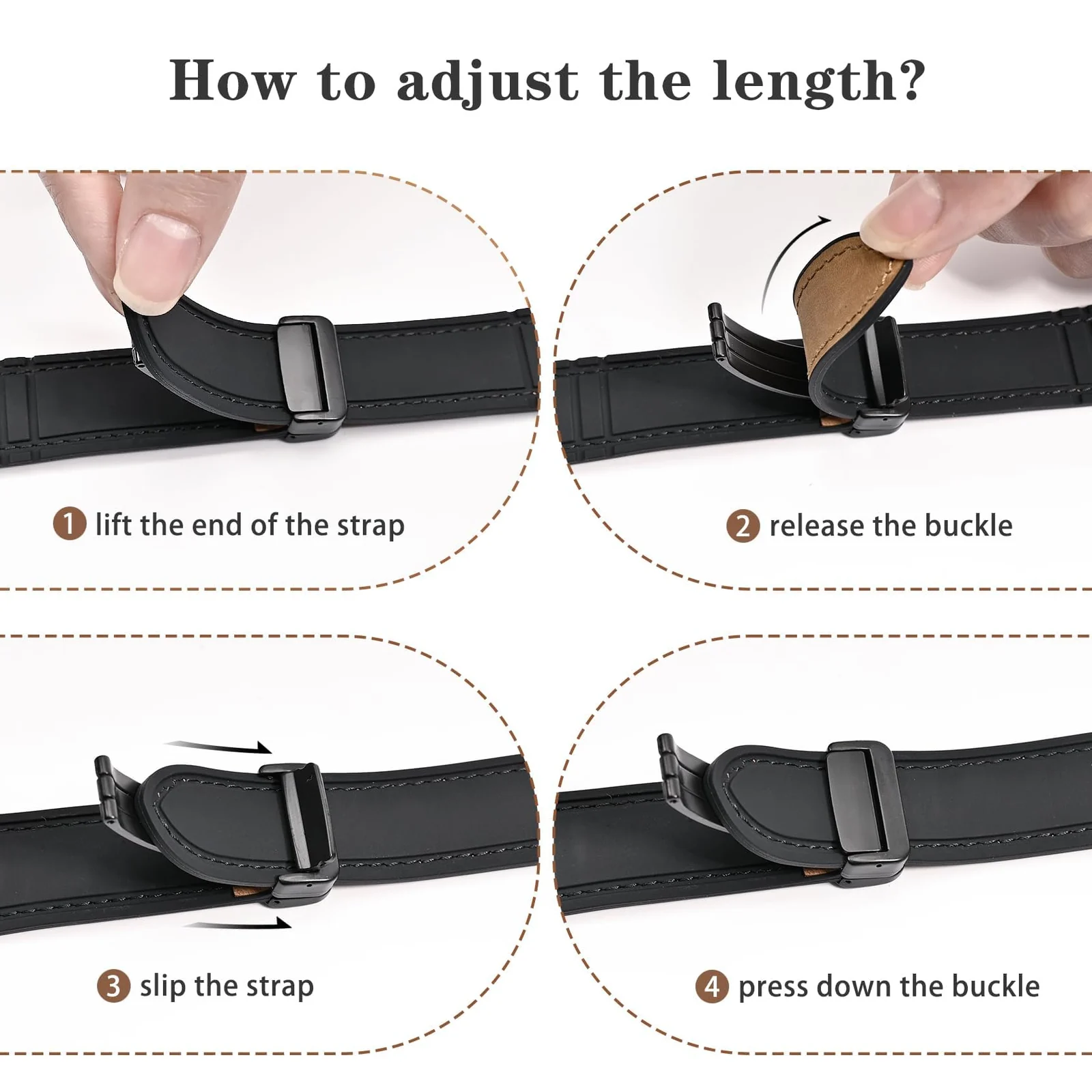 DL3 Mobilak Leather Bands Compatible with Apple Watch Band 49mm 45mm 44mm 42mm, Leather Magnetic Buckle Design Strap For iWatch Ultra Ultra 2 SE Series 9 8 7 6 5 4 3 2 1 Wristband For Men Women - Black
