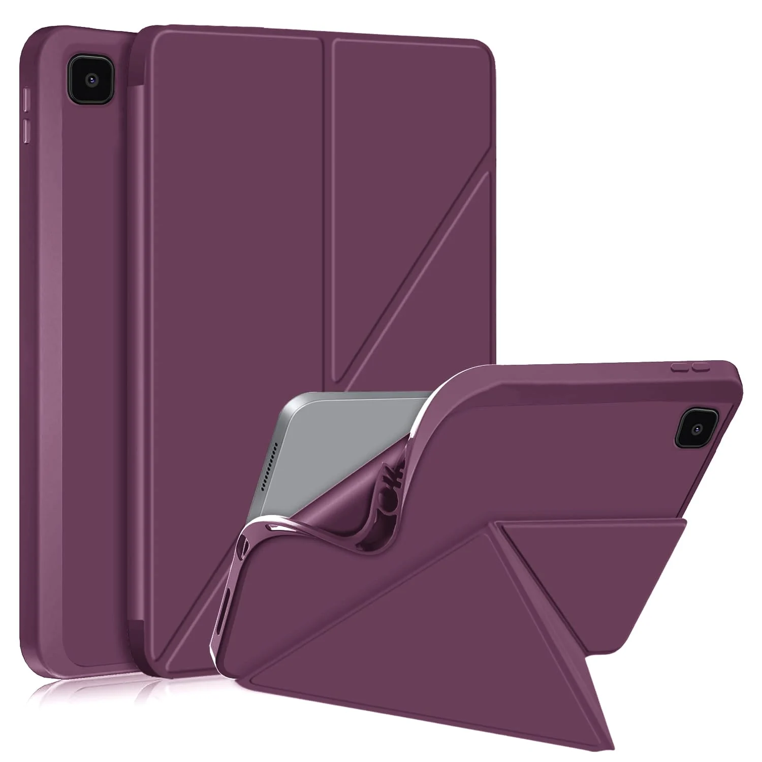 DL3 Mobilak Compatible with iPad 10.2-Inch (9th/8th/7th Generation, 2021/2020/2019) Case, Smart Stand, Pencil Holder, Shockproof Slim Lightweight Leather Cover, Modern Abstract Design - Wine Red
