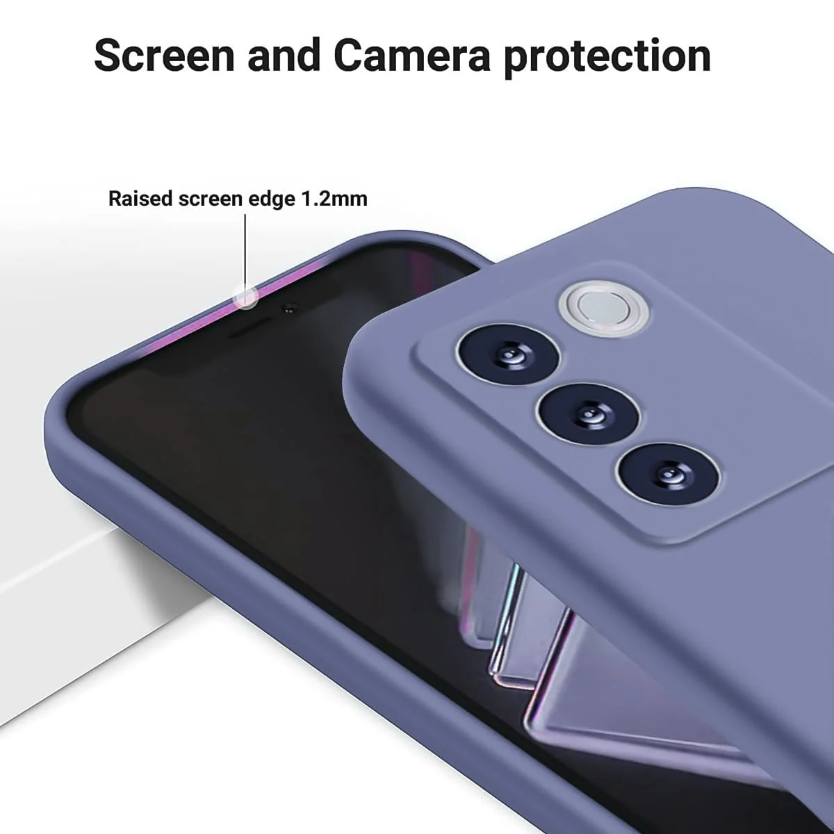 DL3 Mobilak Liquid Silicone Case for vivo V27e / vivo S16e, Shock-absorbing protection, Scratch-resistant surface, Soft microfiber lining - Lavender Gray