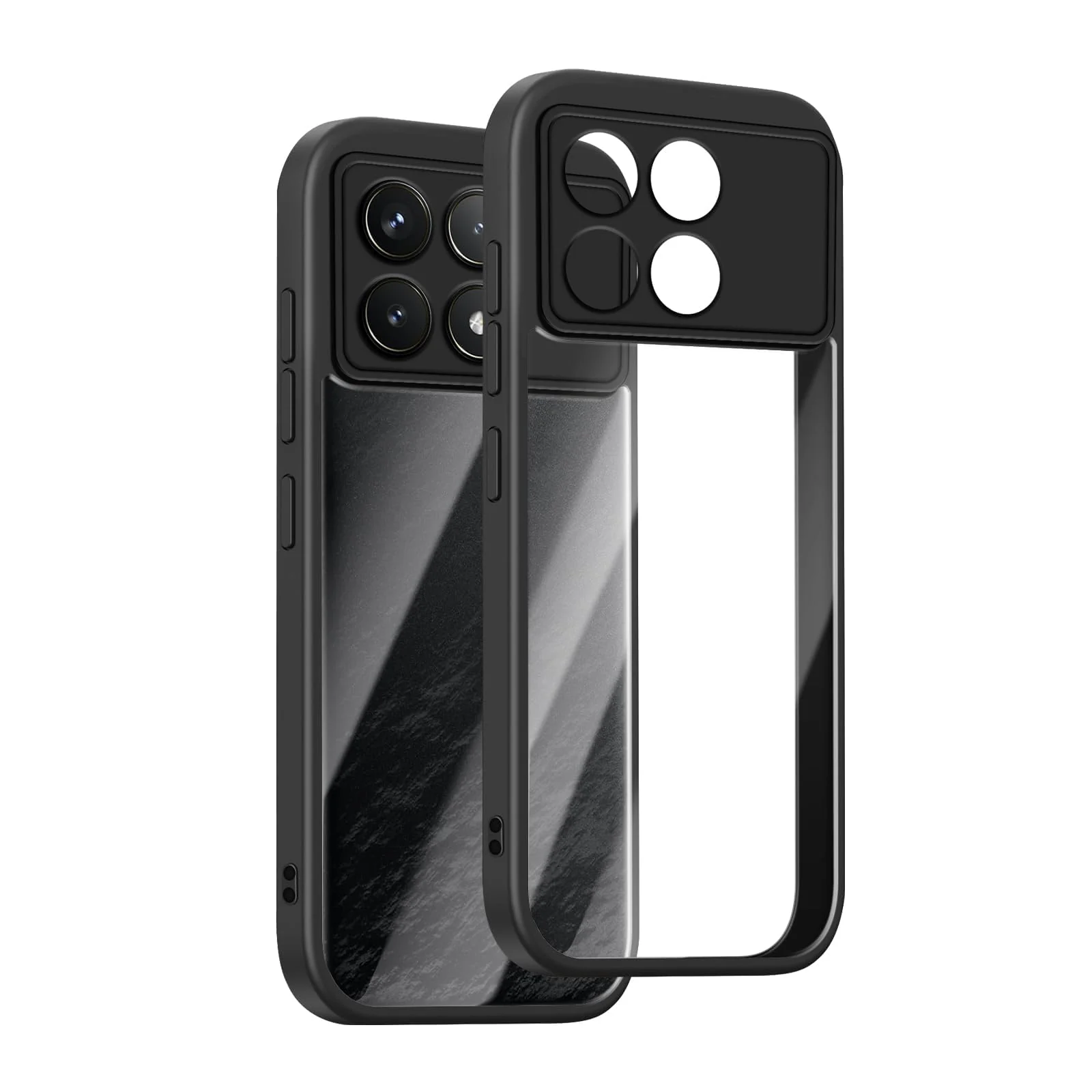 DL3 Mobilak Clear PC and TPU Protective Case for Xiaomi Poco F6 Pro 5G with Camera Protection and Military-Grade Protection - Black