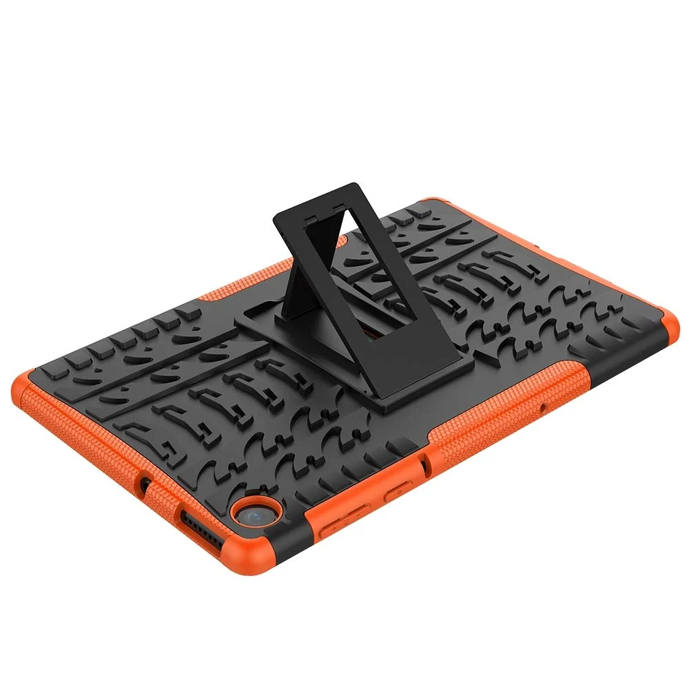 DL3 Mobilak Case For Lenovo Tab M10 Case 10.1 inch 2nd Gen 2020 (TB-X306, TB-X306F, TB-X306X), Hybrid Rugged Armor Heavy Duty 2 in 1 TPU + PC Combo Dual Layer Shockproof Case with Kickstand - Orange