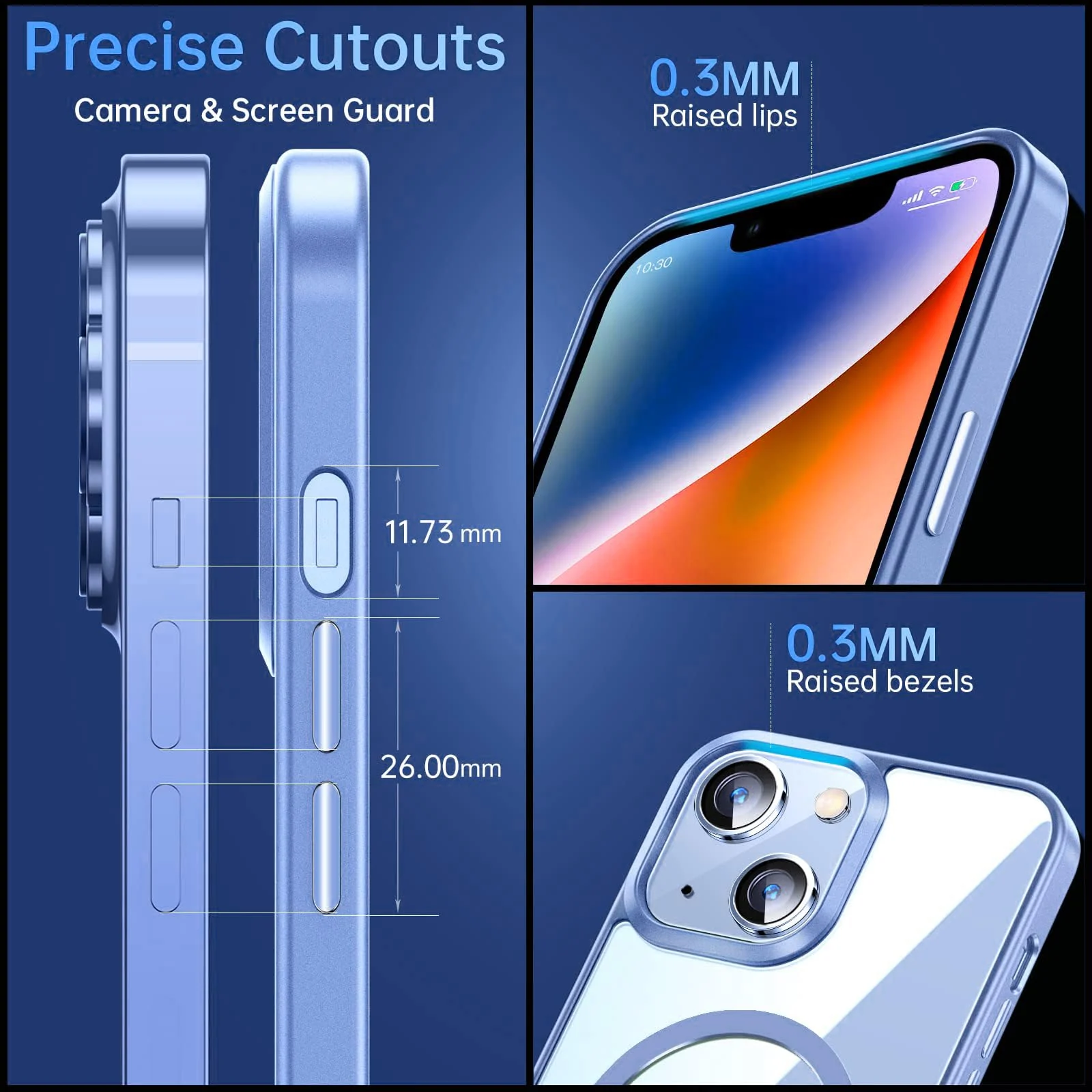 DL3 Mobilak Clear TPU Case for iPhone 15 + Plus / iPhone 14 Plus 6.7-Inch, Compatible with MagSafe accessories, Shock-absorbing protection, Anti-fingerprint finish - Sierra Blue