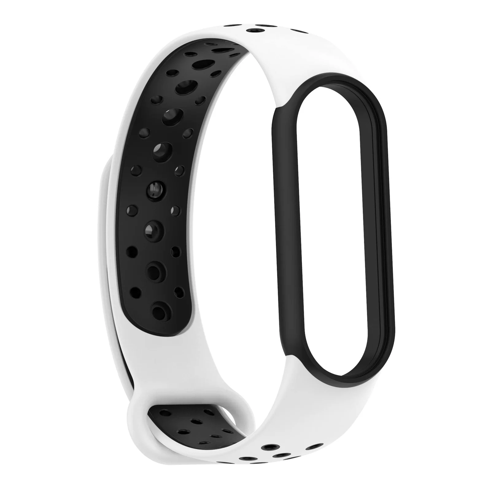 DL3 Mobilak Strap for Xiaomi Mi Band 7 6 5/Amazfit Band 5, Women Men Armband, Two Colours Breathable Adjustable Soft Silicone Replacement Strap for Xiaomi Mi Band 7/6/5/Amazfit Band 5 - White Black