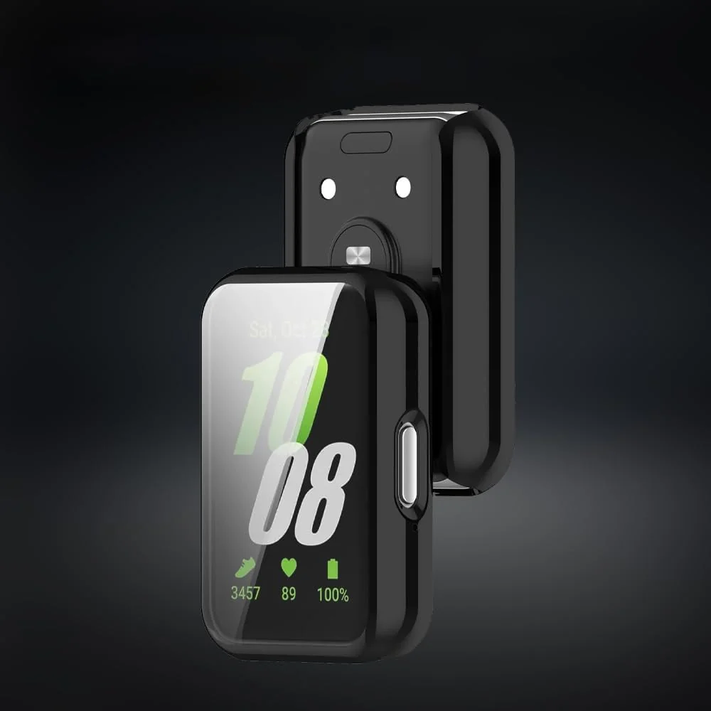 DL3 Mobilak Case Compatible with Samsung Galaxy Fit 3 Case All-Around with Built-in Screen Protector Watch Soft TPU Shockproof Cover Slim Guard Thin Bumper Shell Protector - Black