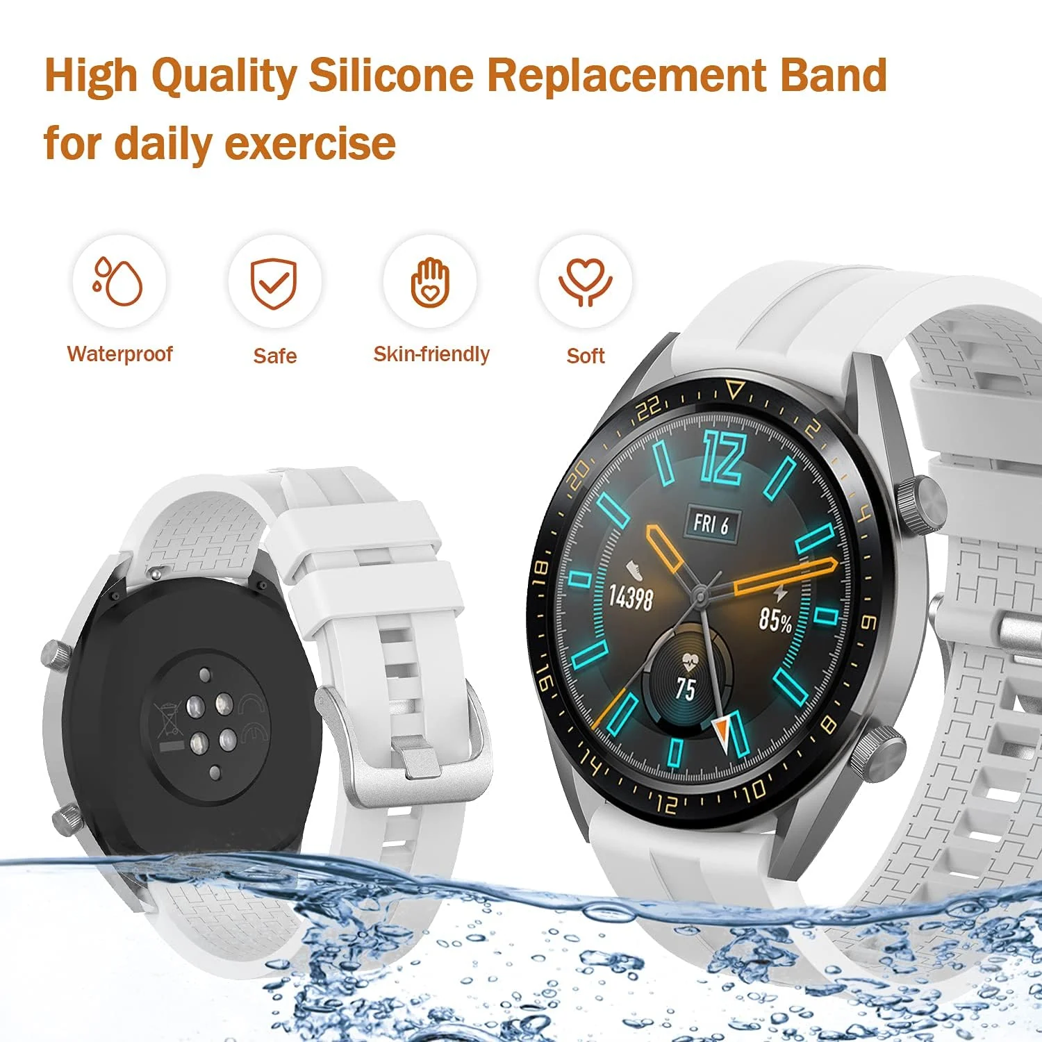 DL3 Mobilak Strap Silicone Band 22MM For Samsung galaxy watch 3 45mm /watch 46mm/Gear S3/Huawei watch GT3 46MM/GT2E/GT 46mm/GT2 Pro/GT2 46MM/honor Magic Watch2 46mm/Amazfit GTR4/GTR3/2/2e - White