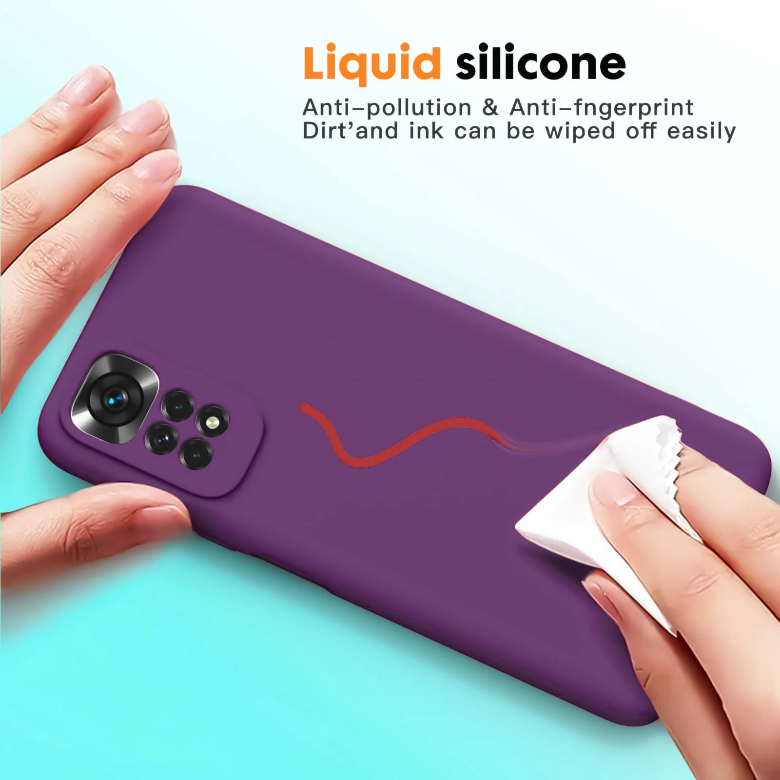 DL3 Mobilak Liquid Silicone Protective Case with Soft Microfiber Lining with Full Camera Protection for Xiaomi Redmi Note 12 Pro 4G / Redmi Note 11 Pro 4G&5G - Violet