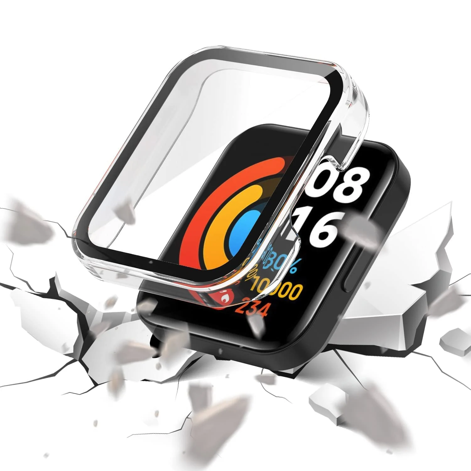 DL3 Mobilak Protective Case Compatible with Xiaomi Mi Redmi Watch 2 Lite, 9H Hardness PC Case Bumper Full Slim Protective Cover with Tempered Glass For Redmi Watch2 Lite - Clear