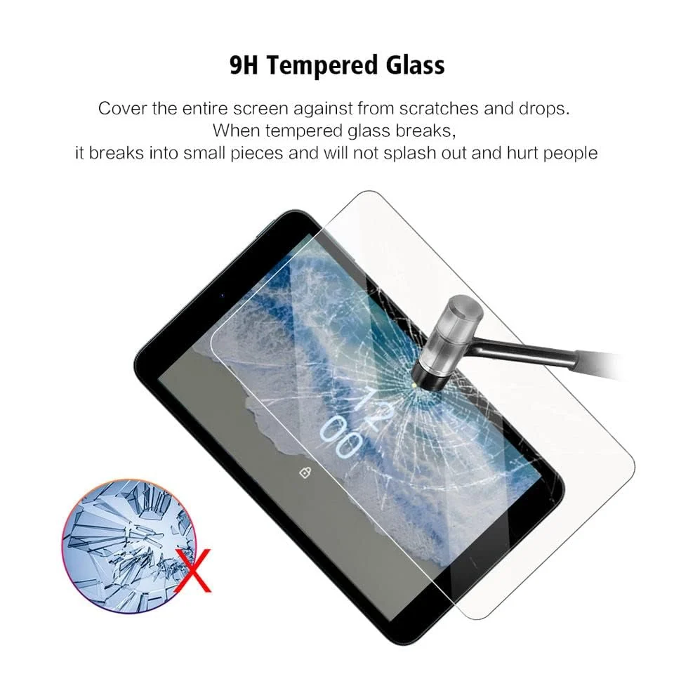 DL3 Mobilak Screen Protector For Nokia T10 8 Inch Tablet Tempered Glass Film [HD Crystal ] [Easy Installation] [Scratch Resistant] [9H Hardness] - Clear