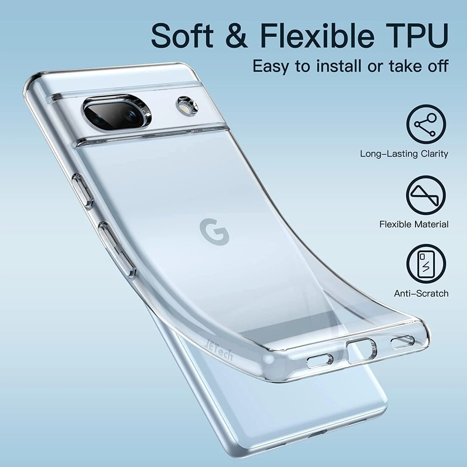 DL3 Mobilak Case Compatible with Google Pixel 7A Case Crystal Soft TPU Gel Case Flexible Silicone Anti-Scratch Camera Protection TPU Cover - Clear