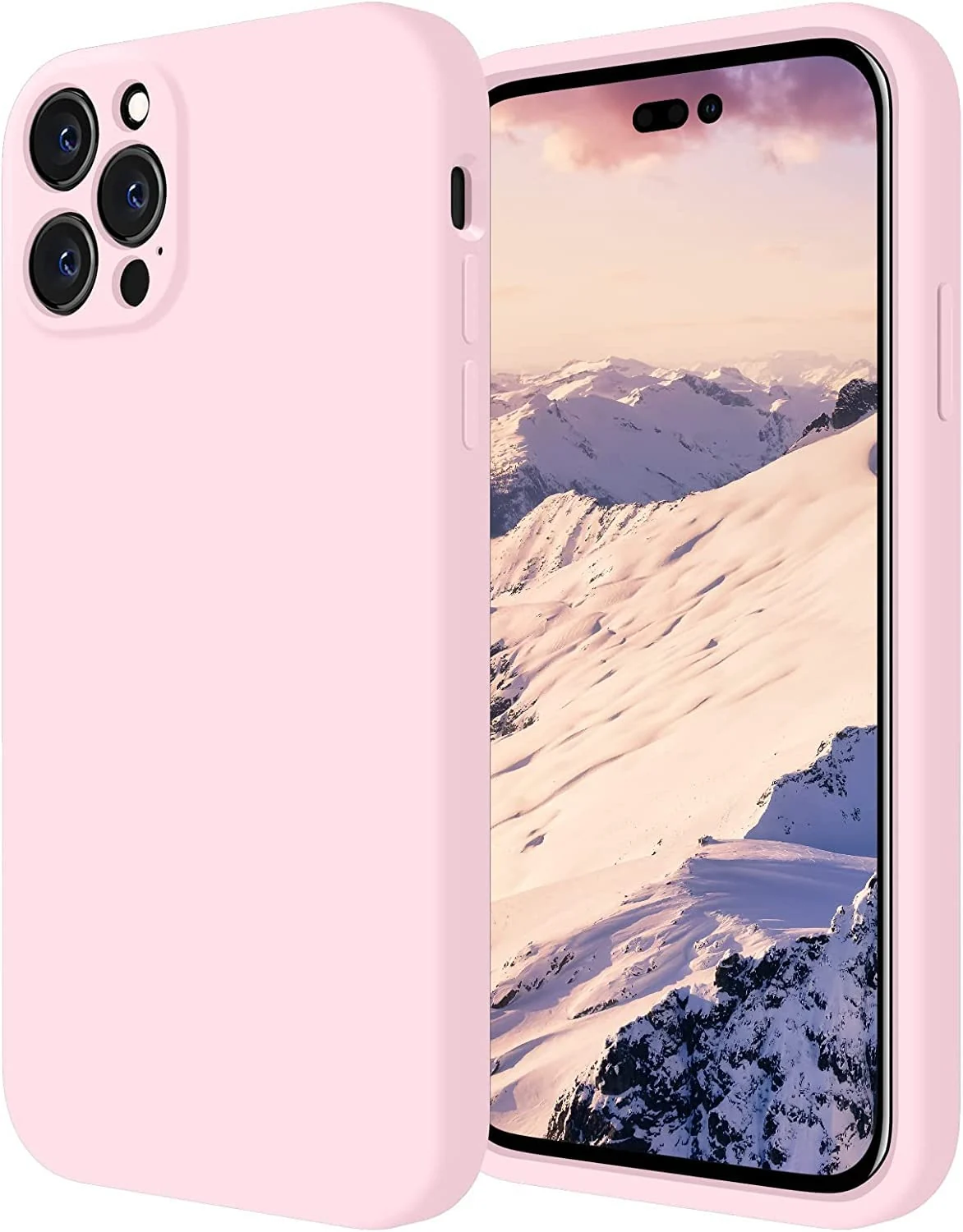 DL3 Mobilak Liquid Silicone Protective Case with Soft Microfiber Lining for iPhone 12 Pro Max (6.7 Inch) - Pink Sand