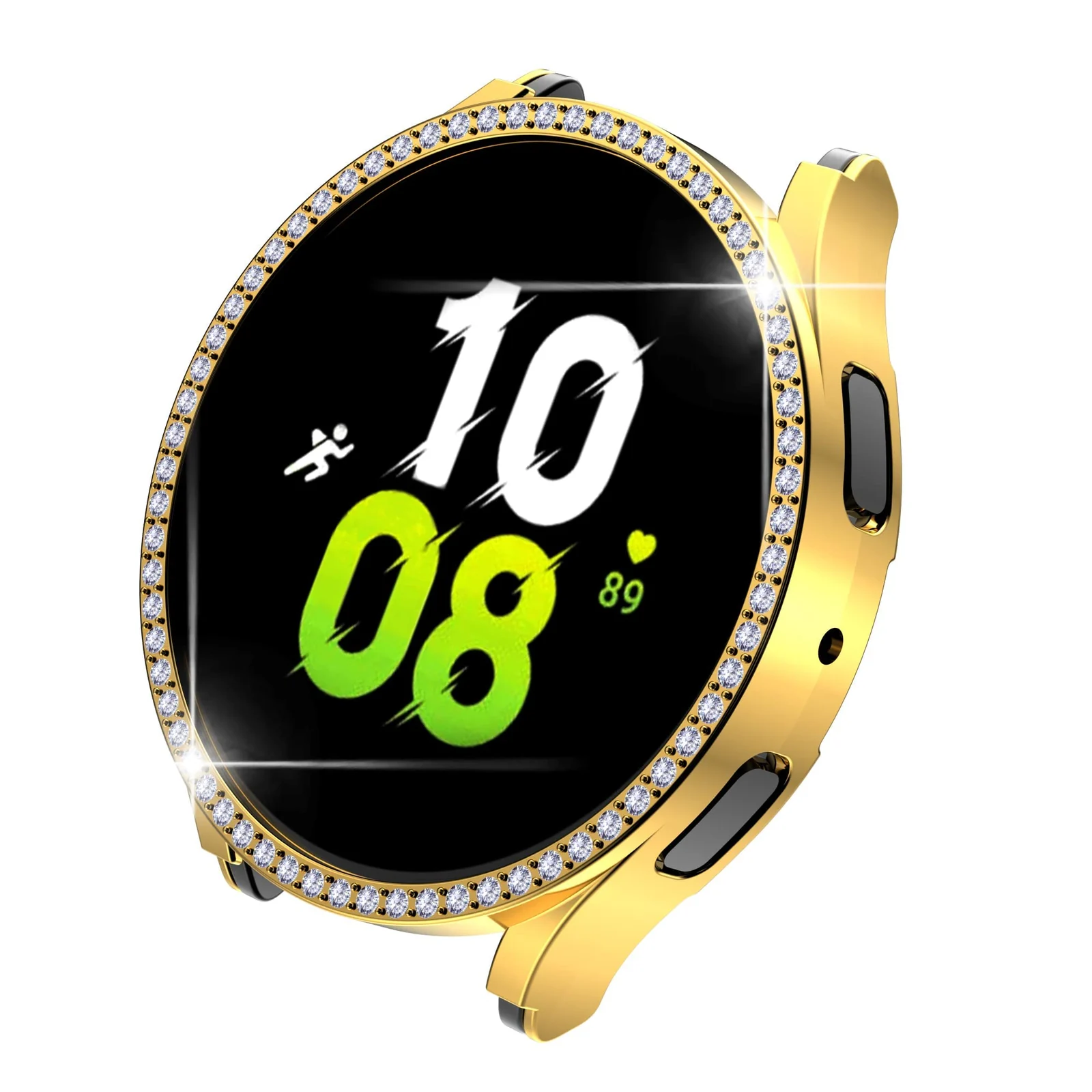 DL3 Mobilak Bumper Diamond Case Compatible with Samsung Galaxy Watch 4 Classic 46mm, Bling Crystal Diamonds PC Plastic Protector Case Cover Frame For Galaxy Watch4 Classic 46 MM - Gold