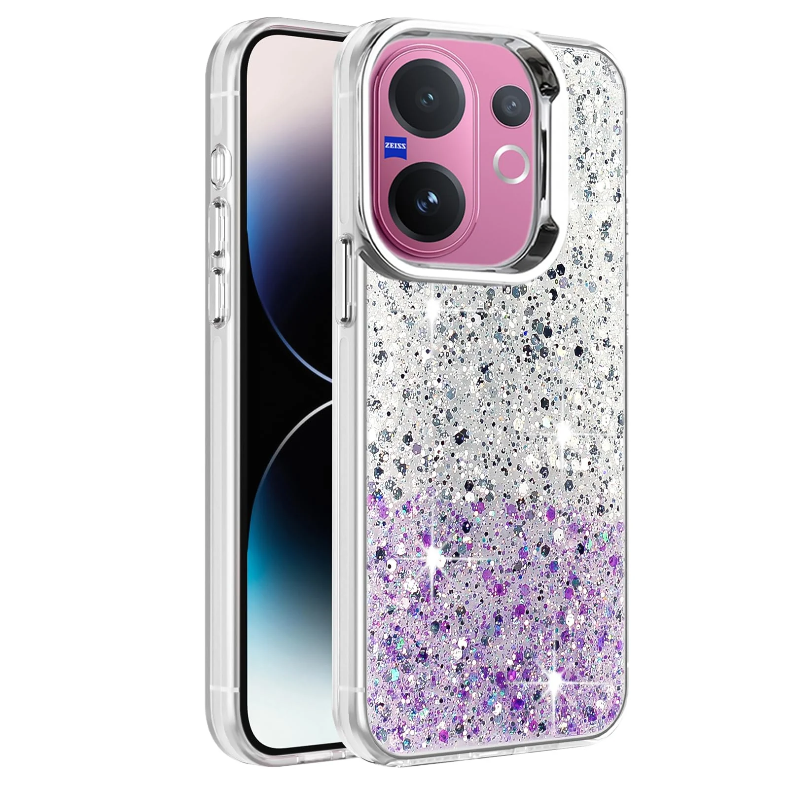 DL3 Mobilak Glitter Protective Case with Camera Protection for vivo V60 - White Purple