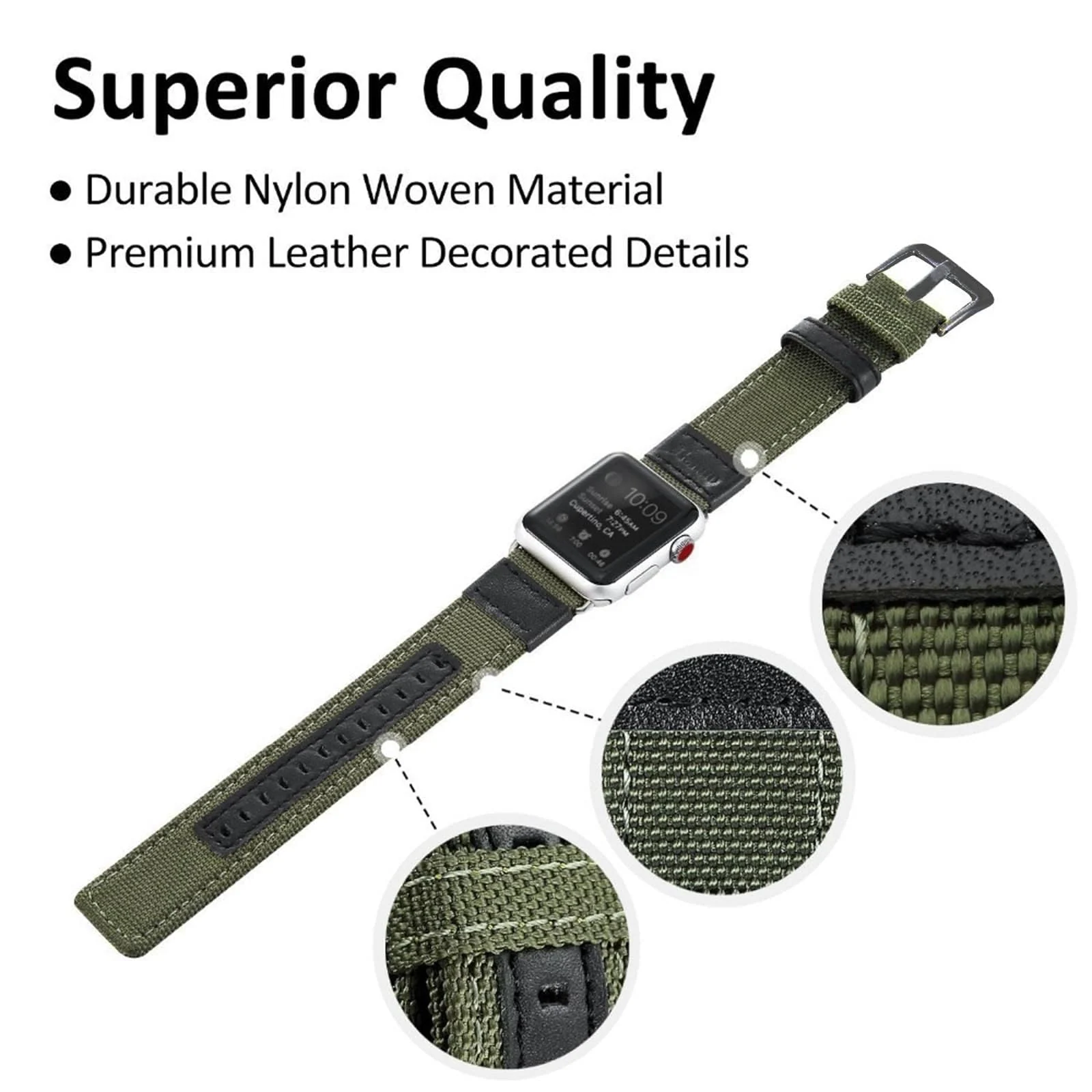 DL3 Mobilak Nylon Solo Loop Stretchy Straps For Apple Watch Band 49mm 45mm 44mm 42mm 41mm 40mm 38mm, Elastic Wristbands for iwatch Series 8 Ultra 7 6 5 4 3 2 1 Se (A. ArmyGreen, 42MM/44MM/45MM/49MM) - Black