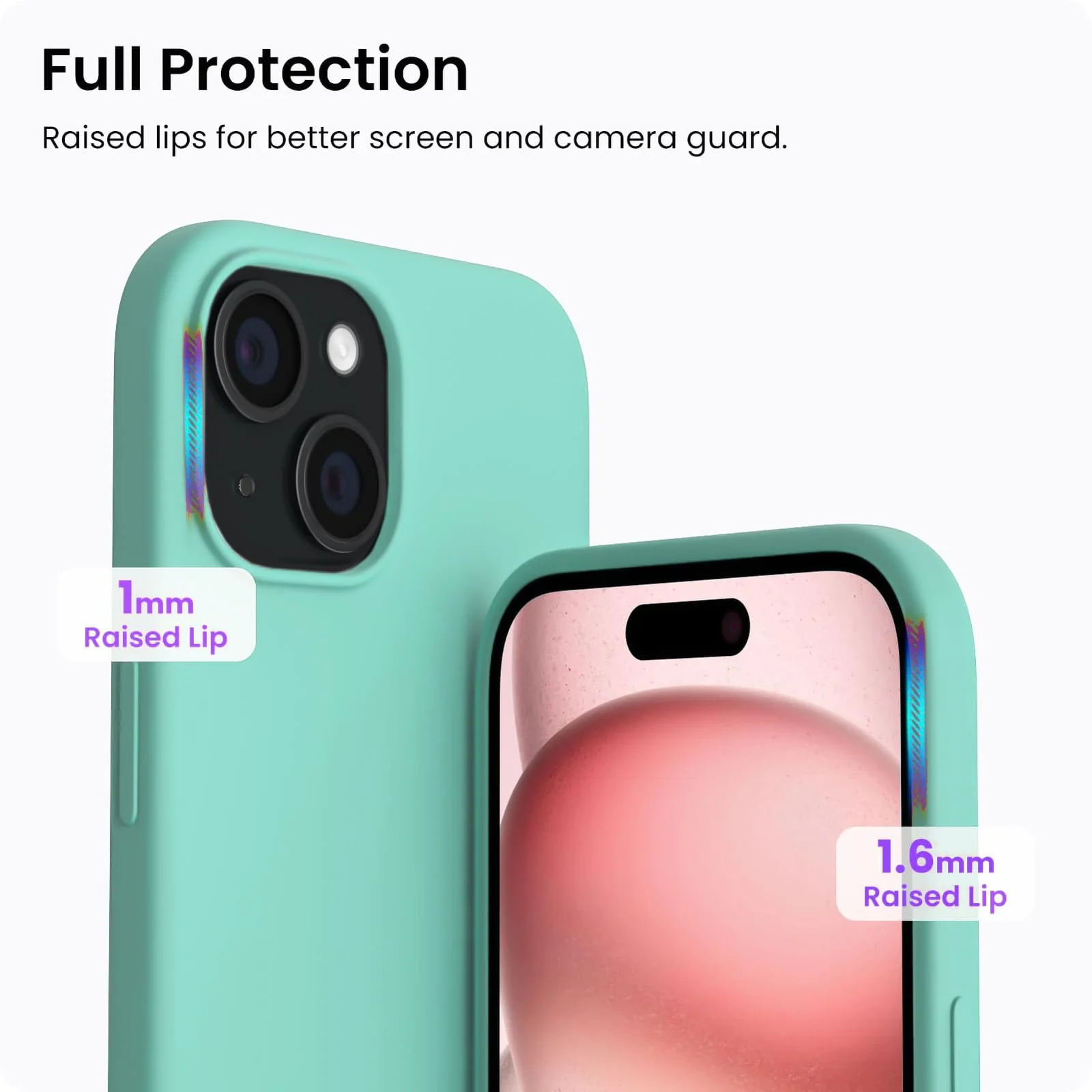 DL3 Mobilak Compatible with iPhone 15 Case 6.1, Slim Liquid Silicone 3 Layers Full Covered Soft Gel Rubber Phone Case Protective Cover 6.1 Inch - Turquoise