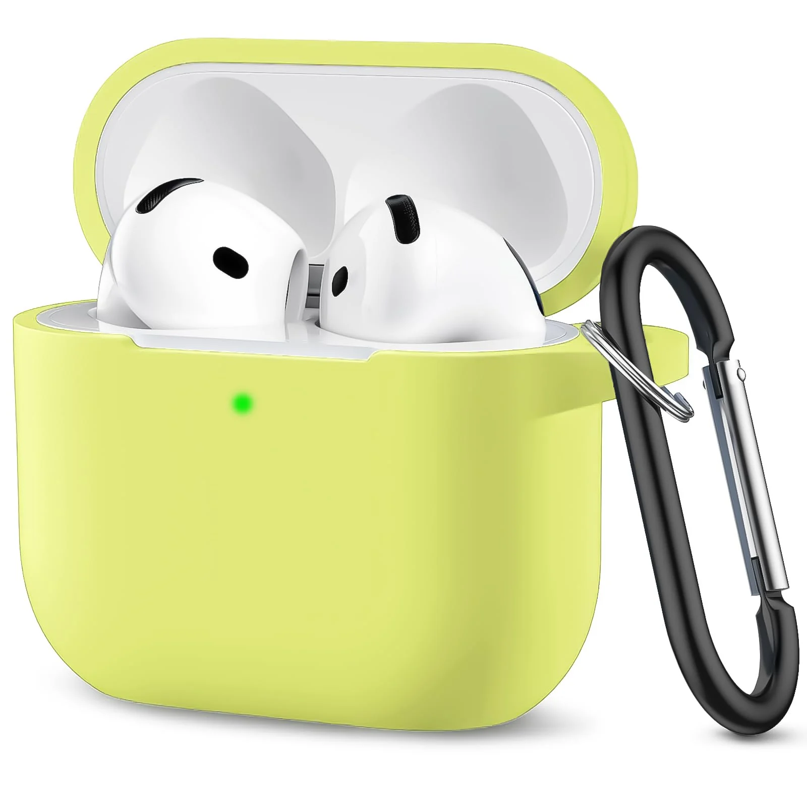 DL3 Mobilak Compatible with AirPods 4 Case (2024), Soft Silicone Full Protective Case Cover with Keychain, For Apple AirPods 4th Generation for Women Men - Yellow