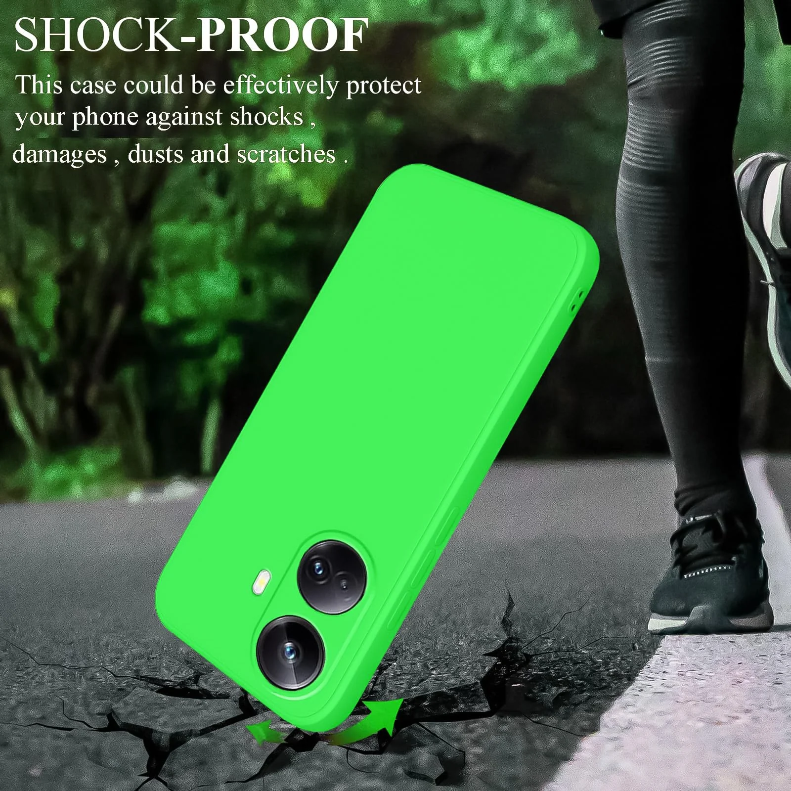 DL3 Mobilak Silicone Protective Case for realme 10 pro plus, Shock-absorbing protection, Scratch-resistant surface, Soft microfiber lining - Neon Green