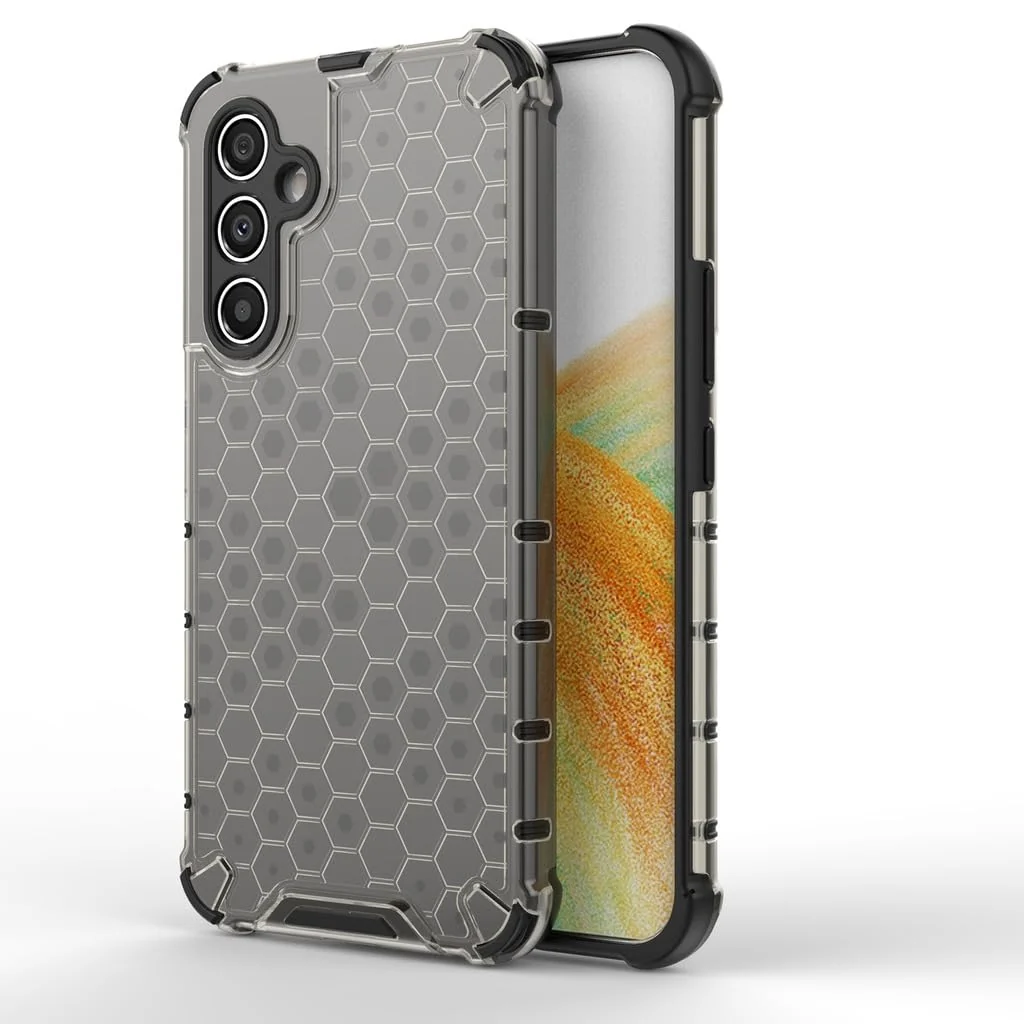 DL3 Mobilak Case For Samsung Galaxy A54 5G, [Honeycomb Design] Drop Protection, Ultra Thin TPU + PC Transparent Silicone Protective Case, Shockproof Cover - Black
