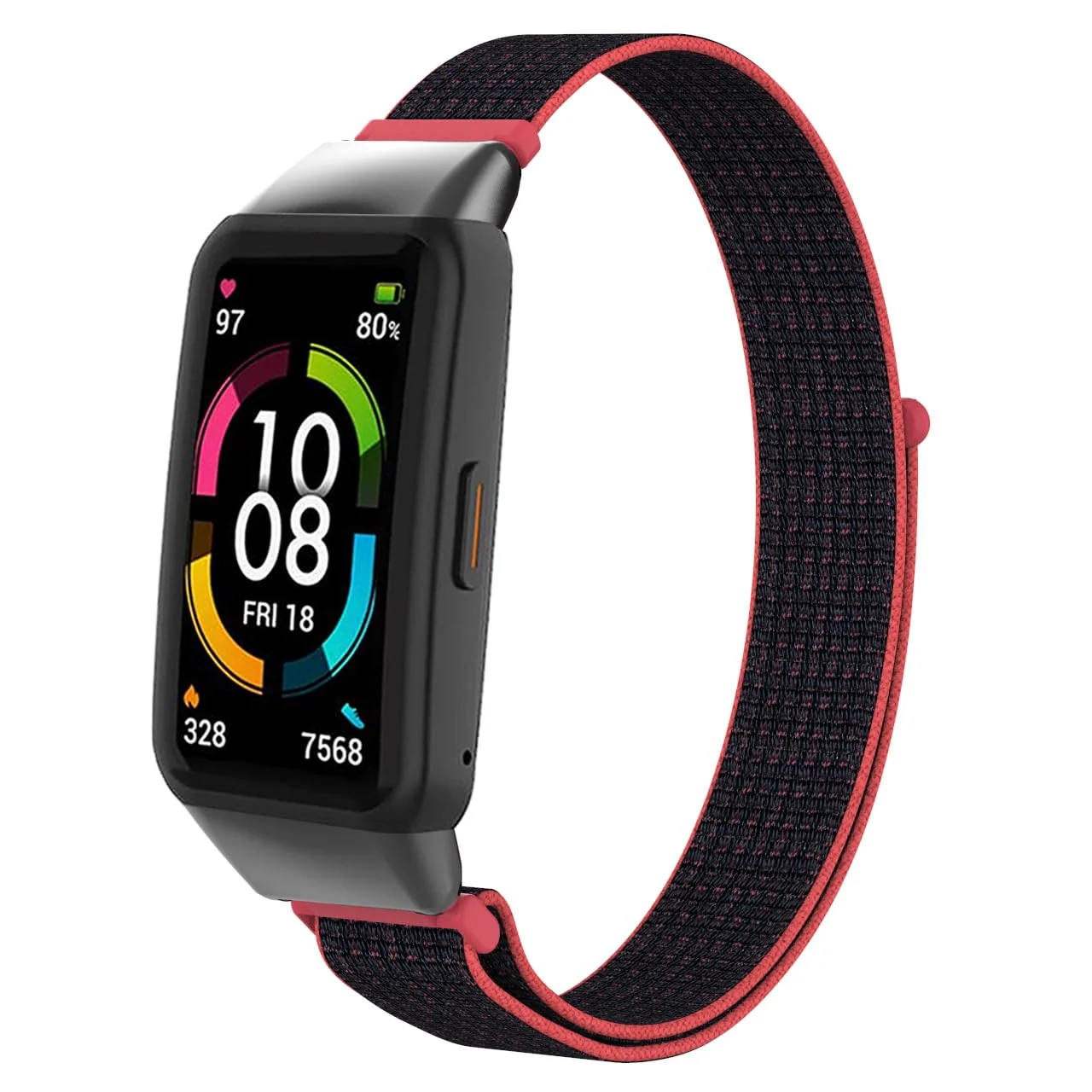 DL3 Mobilak Nylon Band for Honor Band 6/Huawei Band 6 Pro/Huawei Band 6, Nylon Watch Strap Sport Wristband Soft Replacement Watch Strap Adjusable Wrist for Women Men - Shiny pink