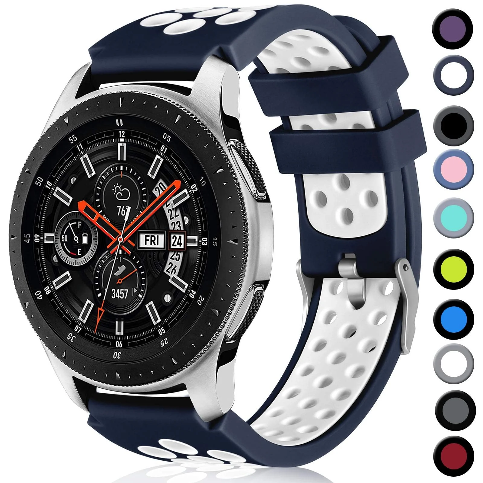 DL3 Mobilak Silicone Sport Band 22MM Xiaomi Redmi Watch 5 Active/5 Lite/Samsung Galaxy Watch 46mm/Watch 3 45mm/Gear S3/Huawei watch (GT6 GT5 GT4 GT3 GT2 GT 46MM)/GT2E/GT5 Pro/GT 6 Pro/Amazfit GTR 3/4 - Blue White