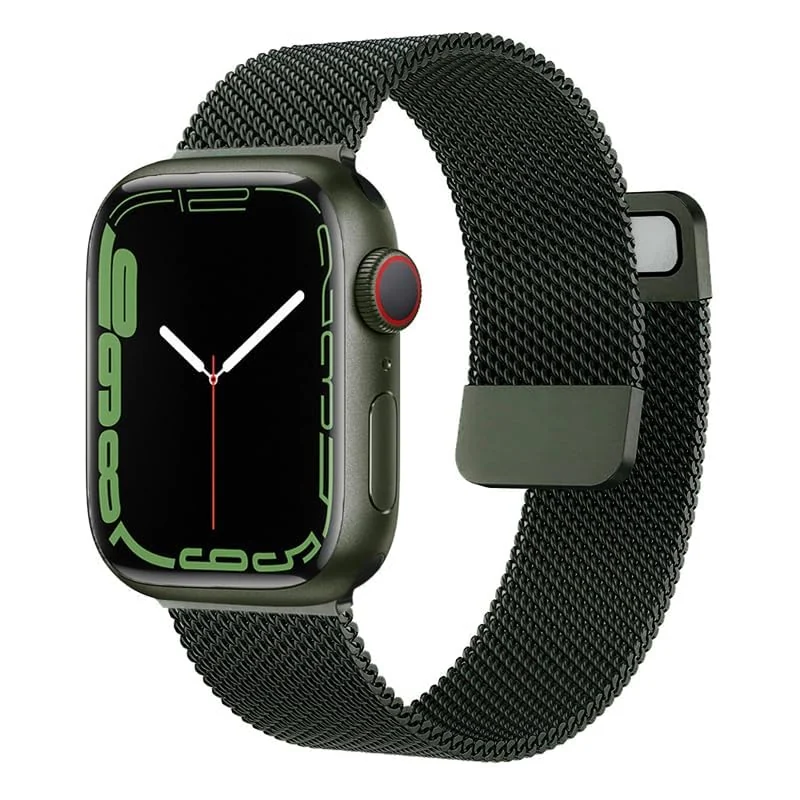 DL3 MOBILAK Milanese Loop Compatible With Apple Watch Ultra 3 2 1 49mm 46mm 45mm 44mm 42mm, Stainless Steel Mesh Band Magnetic Clasp, Adjustable Metal Strap for iWatch Series 11/10/9/8/7/6/5/4/SE - Dark Green