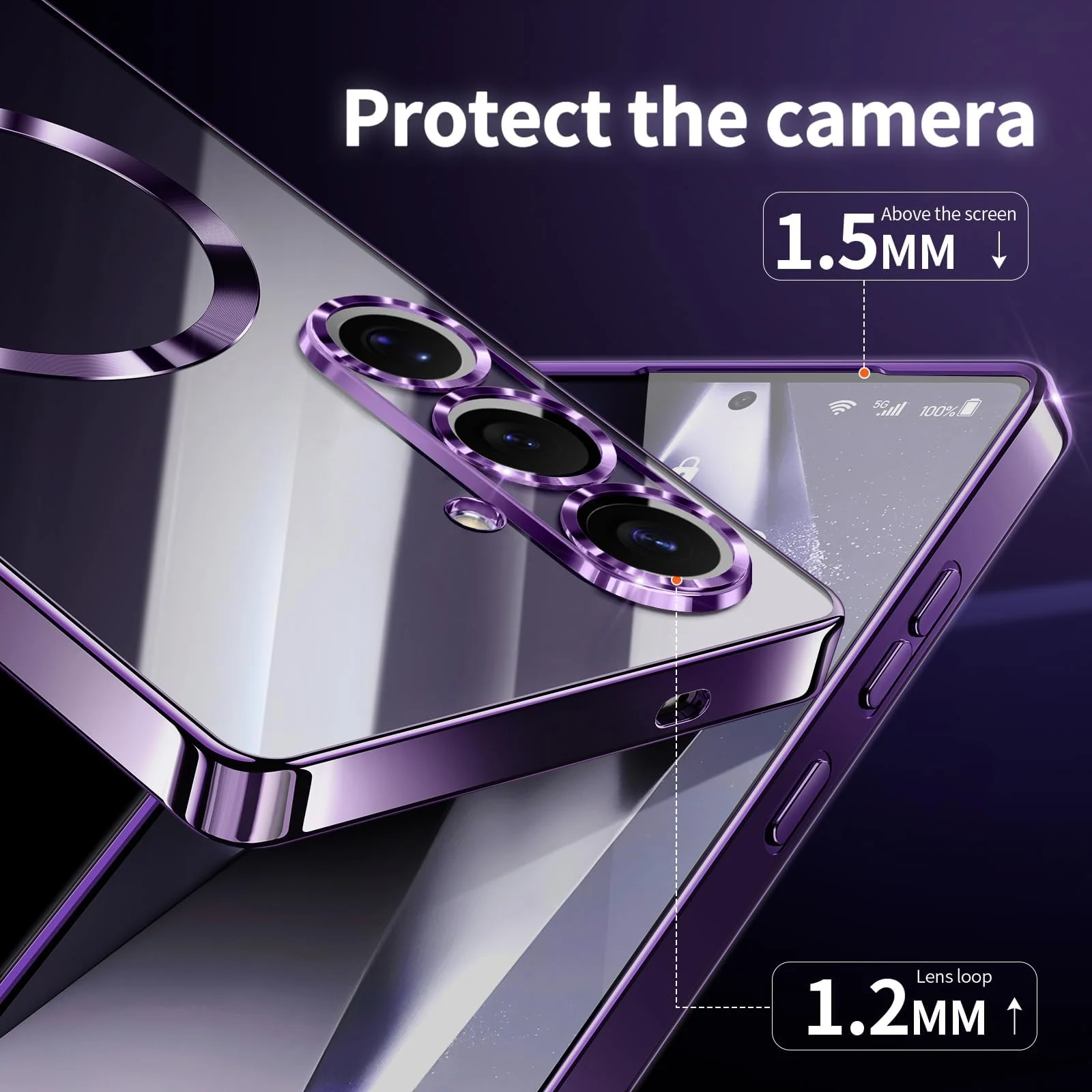 DL3 Mobilak Clear MagSafe-Compatible TPU Case and Camera Lens Protector for Samsung Galaxy A17, Samsung Galaxy A26 5G - Purple