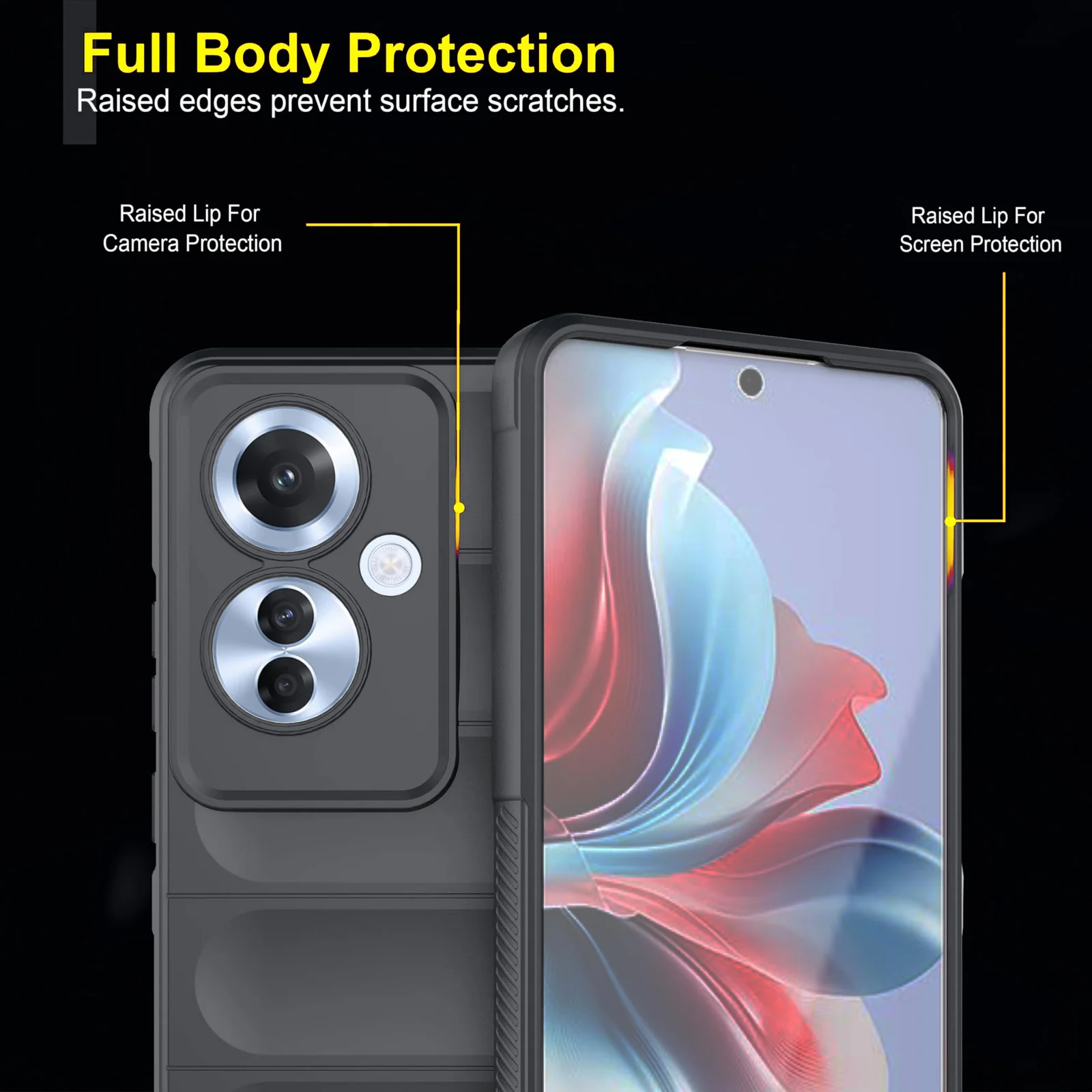 DL3 Mobilak Rugged Protective Case for OPPO Reno 11F / Reno11 F 5G, Camera protection, Shock-absorbing protection, Non-slip grip - Dark Gray