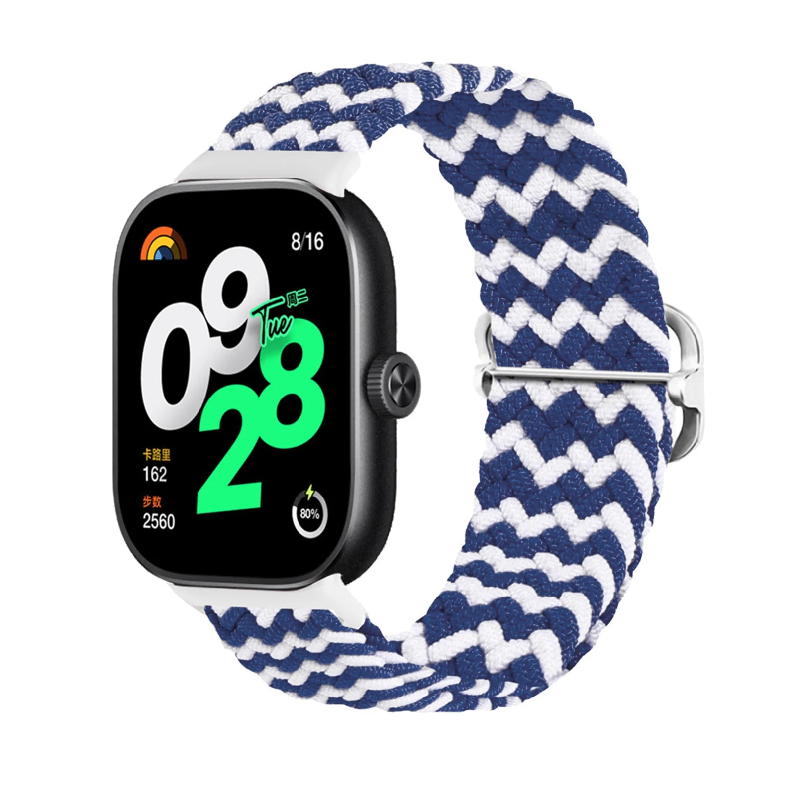 DL3 Mobilak Braided Band For Redmi 4/5 / 6 / Xiaomi Smart Band 8 Pro/Band 9 Pro for Women Men, Adjustable Braided Bands Straps Elastics Sport Wristband Nylon Strap - Blue Wave