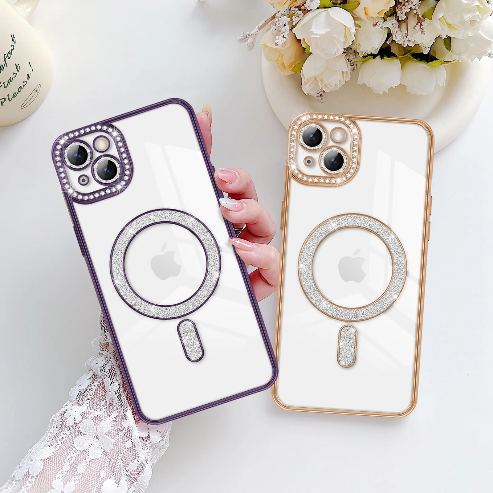 DL3 Mobilak MagSafe-Compatible Magnetic Case for iPhone 16 with Camera Protection and Magnetic Car-Mount Support - Purple