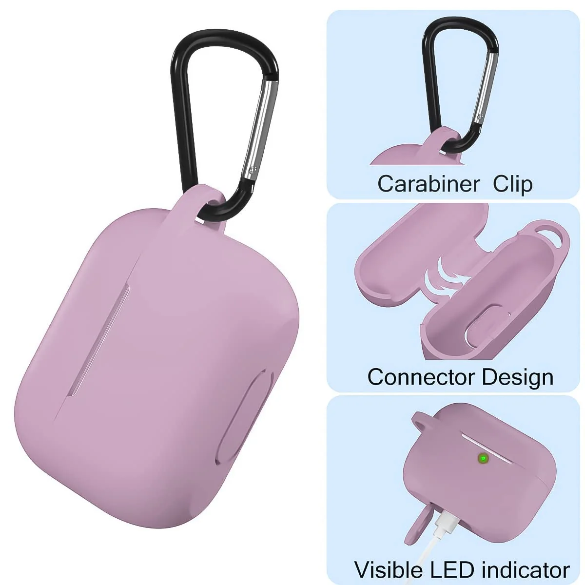 DL3 Mobilak AirPods 3 Case Cover, Silicone Protective Accessories Skin with Keychain Compatible with Apple AirPod 3rd Generation 2021 for Women Girl, Front LED Visible - Lilac Purple