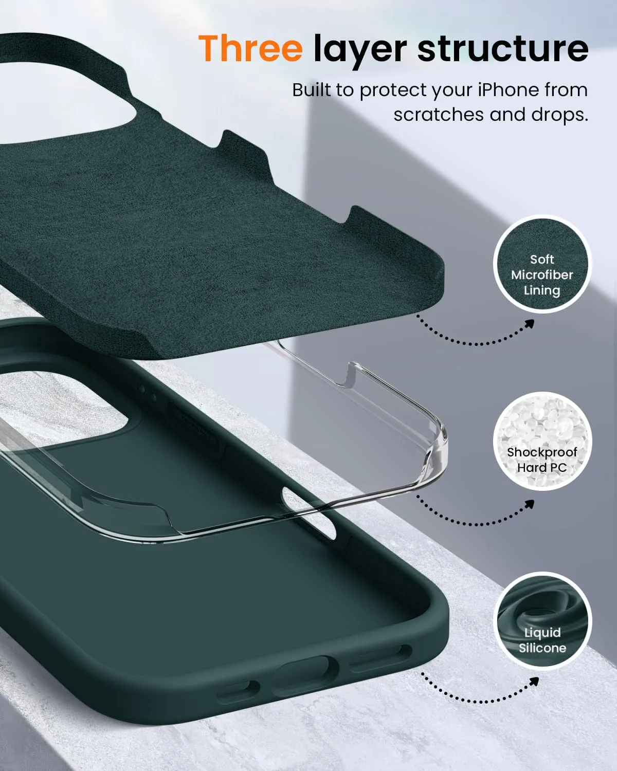 DL3 Mobilak Liquid Silicone Protective Case with Soft Microfiber Lining for iPhone 16 Pro Max - Olive Green