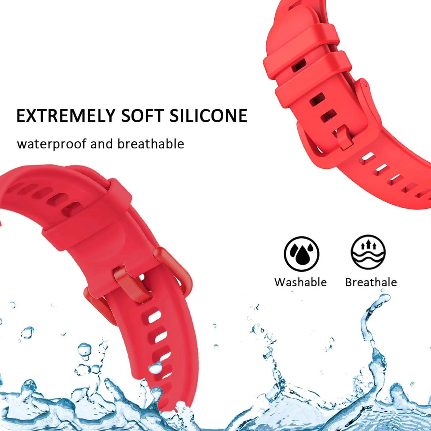 DL3 Mobilak Silicone Bracelet for Huawei Watch Fit 3/Watch Fit 4 Pro/Fit 4 Strap, Soft Silicone Sport Replacement Strap for Women/Men, Adjustable Waterproof Sports Band - Red