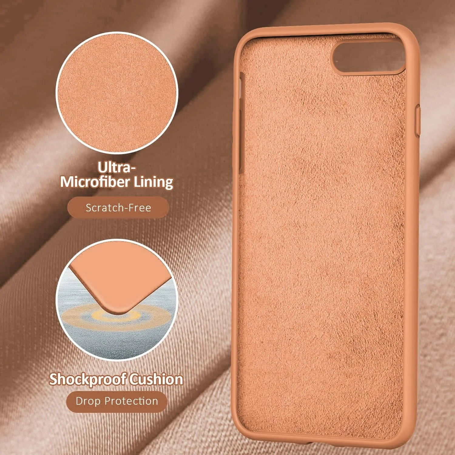 DL3 Mobilak Compatible with iPhone 7 Plus/iPhone 8 Plus Case, Liquid Silicone Case, Full Body Protective Cover, Shockproof, Slim Phone Case, Anti-Scratch Soft Microfiber Lining - Orange B