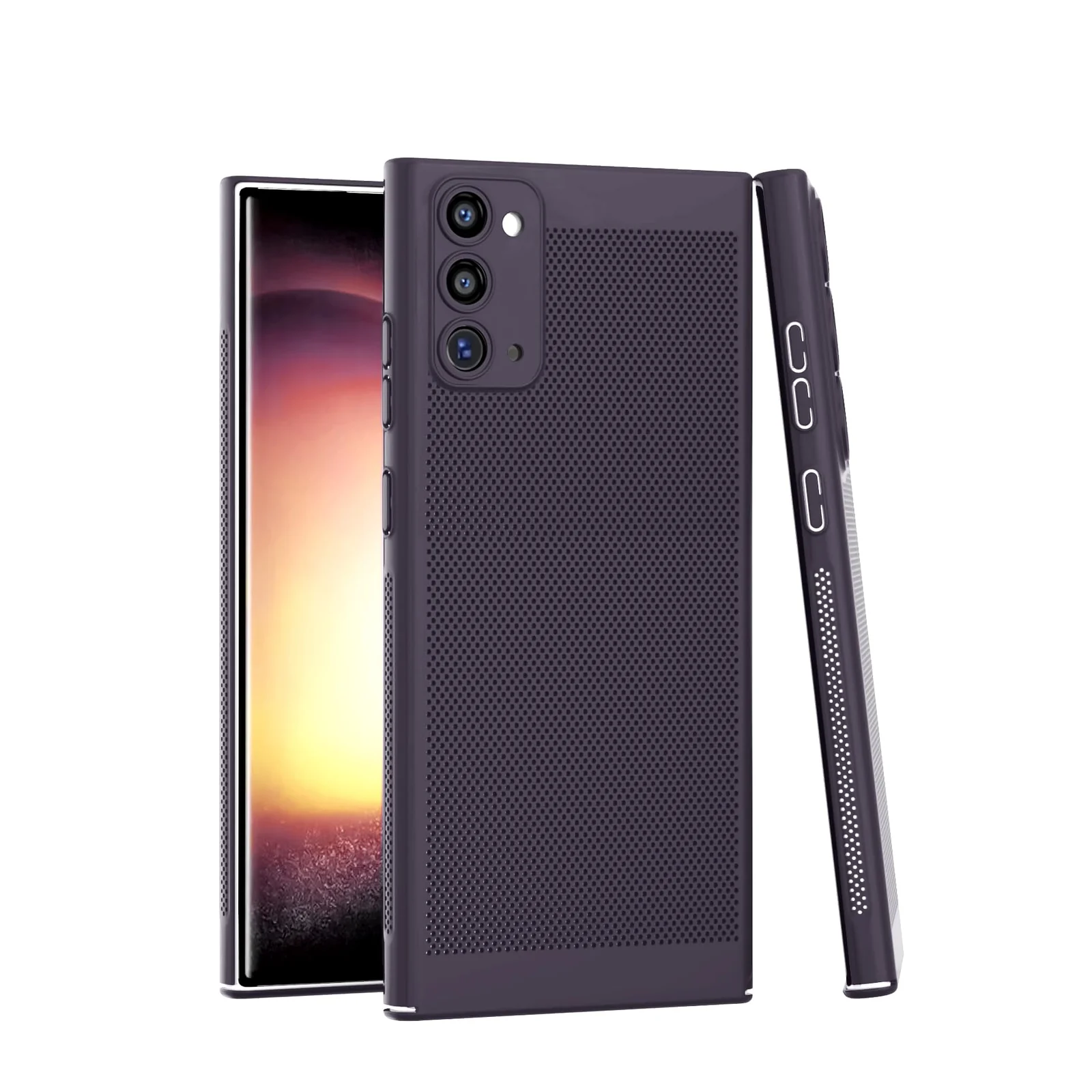 DL3 Mobilak Heat-Dissipation Hard PC Case with Built-In Camera Lens Protector for Samsung Galaxy Note 20 - Purple