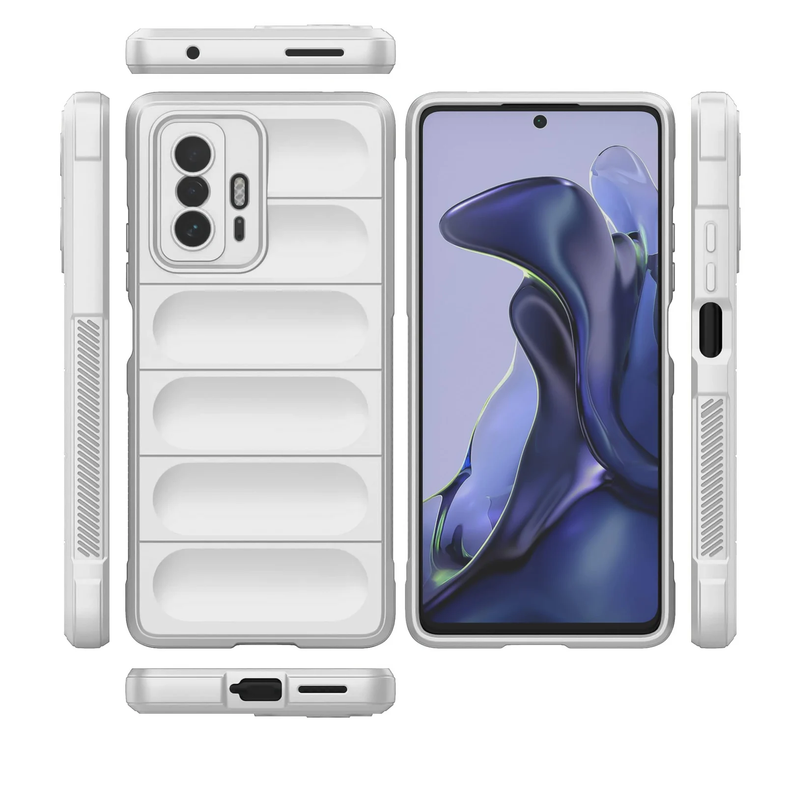 DL3 Mobilak Silicone Case for Xiaomi 11T 5G / Xiaomi 11T Pro 5G Heavy Duty Protective [Slim Fit] Shockproof Soft Flexible Protective Design Shock-TPU Cover With Camera Protection - White