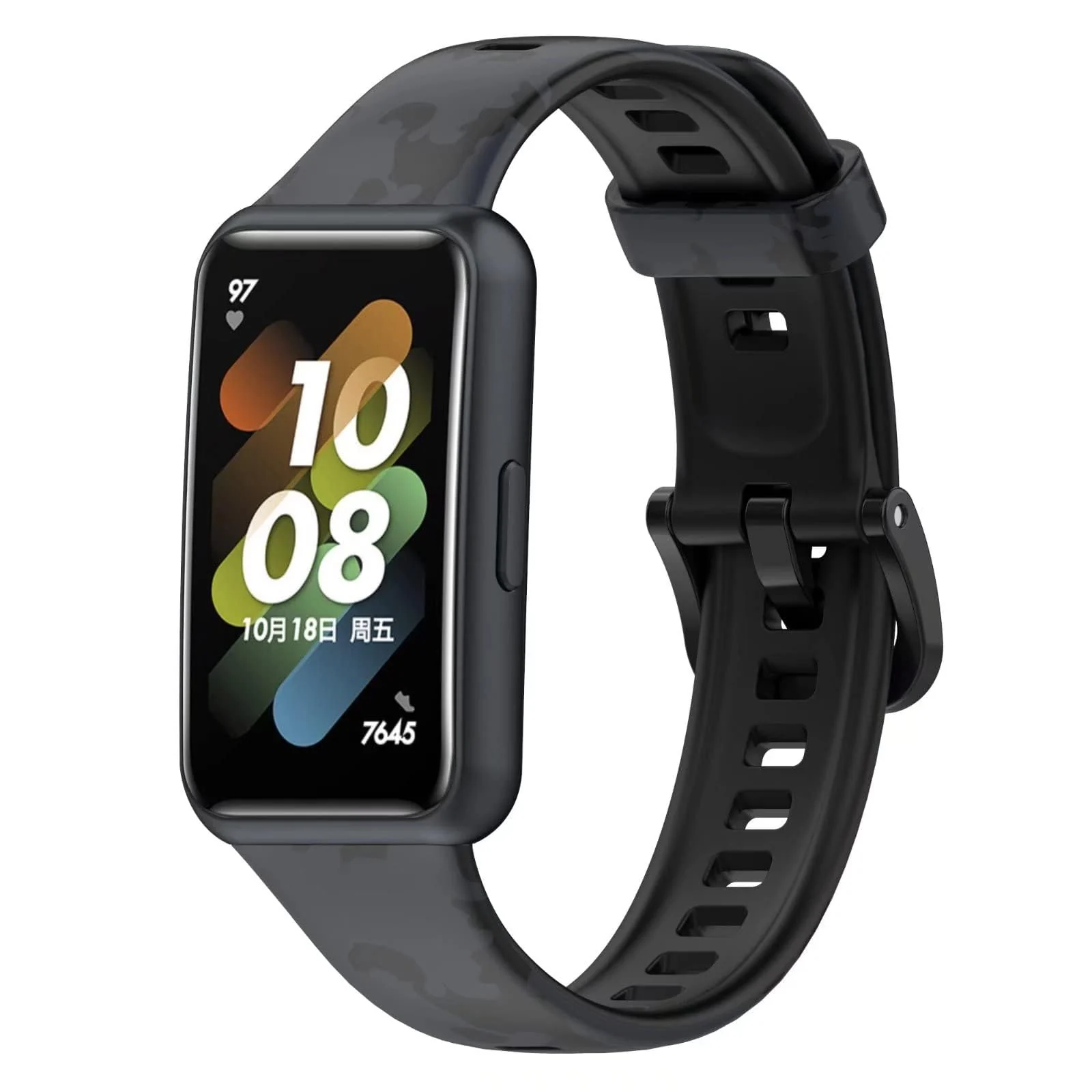 DL3 Mobilak Silicone Strap for Huawei Watch Fit, Soft Band Ultra-Light Waterproof Durable Adjustable Replacement Wristband - Camouflage Grey