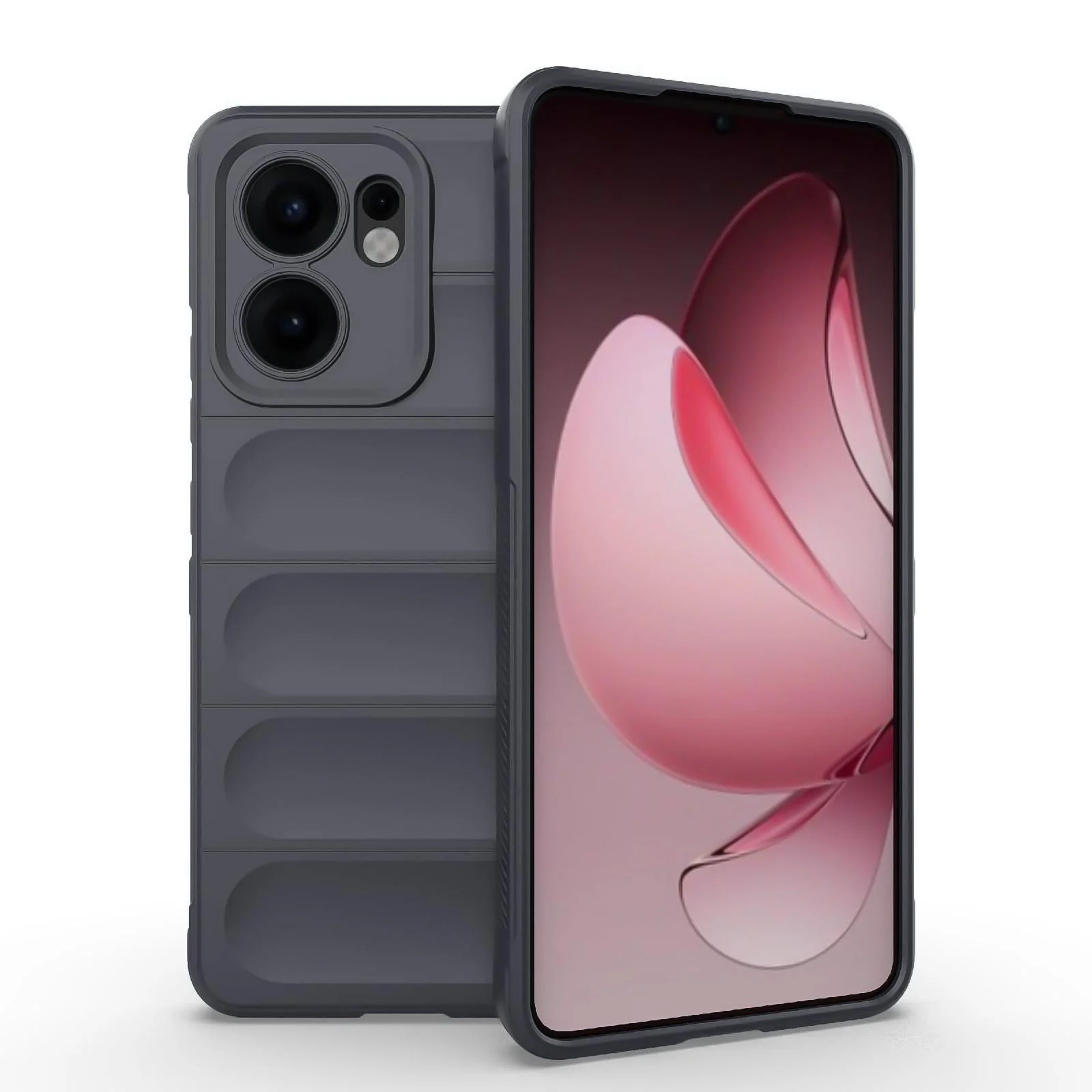 DL3 Mobilak Flexible Silicone and TPU Protective Case with Camera Protection for OPPO Reno 13F - Dark Gray