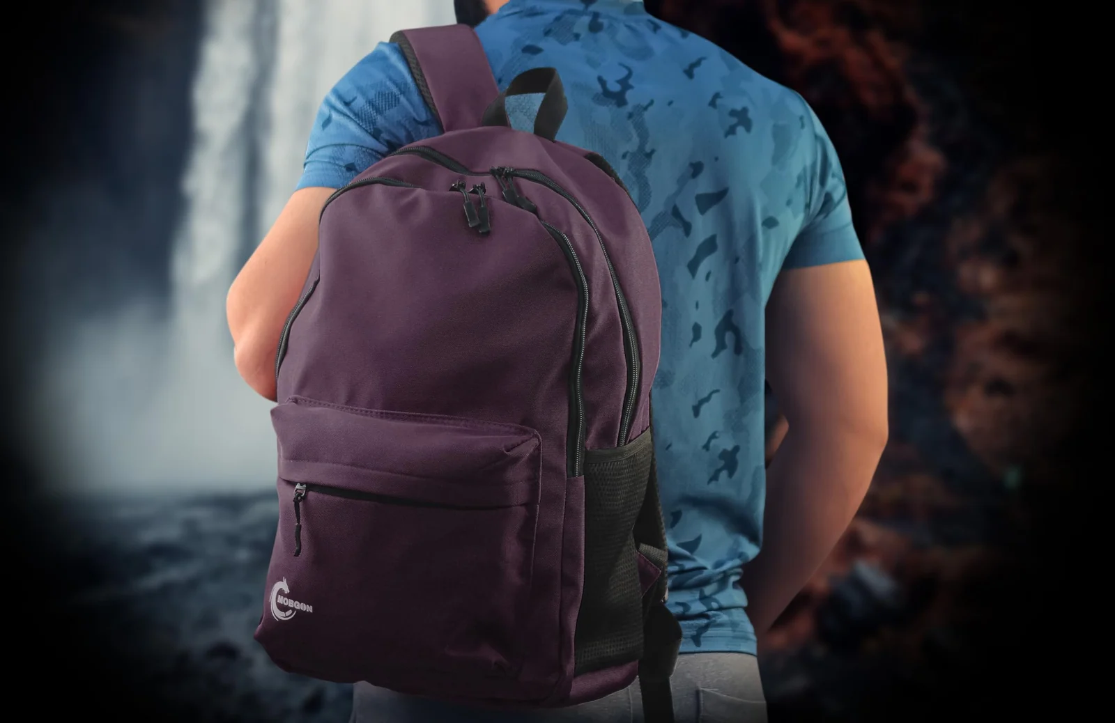 Mobigon Backpack for Student, School Bag, Large Capacity Backpack, Aesthetic Bookbag, Fashion Simple Casual Daypacks for Men Women, For School Shopping Travel Sports Vacation - Deep Purple