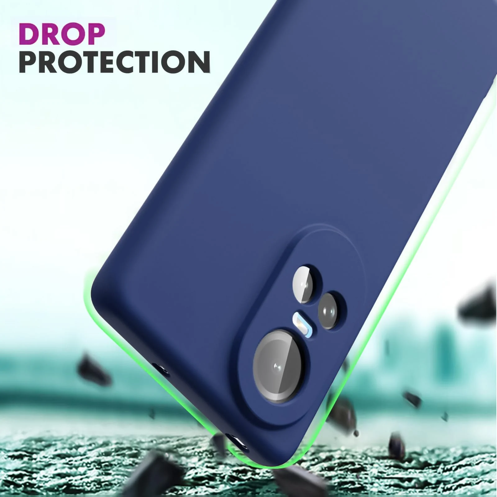 DL3 Mobilak Liquid Silicone Case for OPPO Reno 10, Shock-absorbing protection, Scratch-resistant surface, Soft microfiber lining - Blue 1