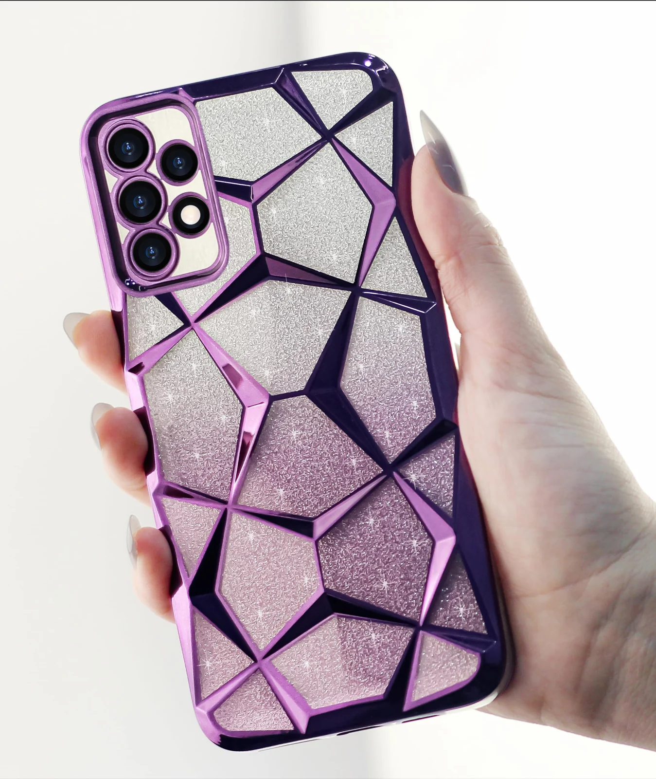 DL3 Mobilak Compatible with Samsung Galaxy A25 5G Case Plating Bling Gradient Glitter Clear Cover Soft TPU Silicone Cute Camera Protection Shockproof Back for Women Girls Case - Purple