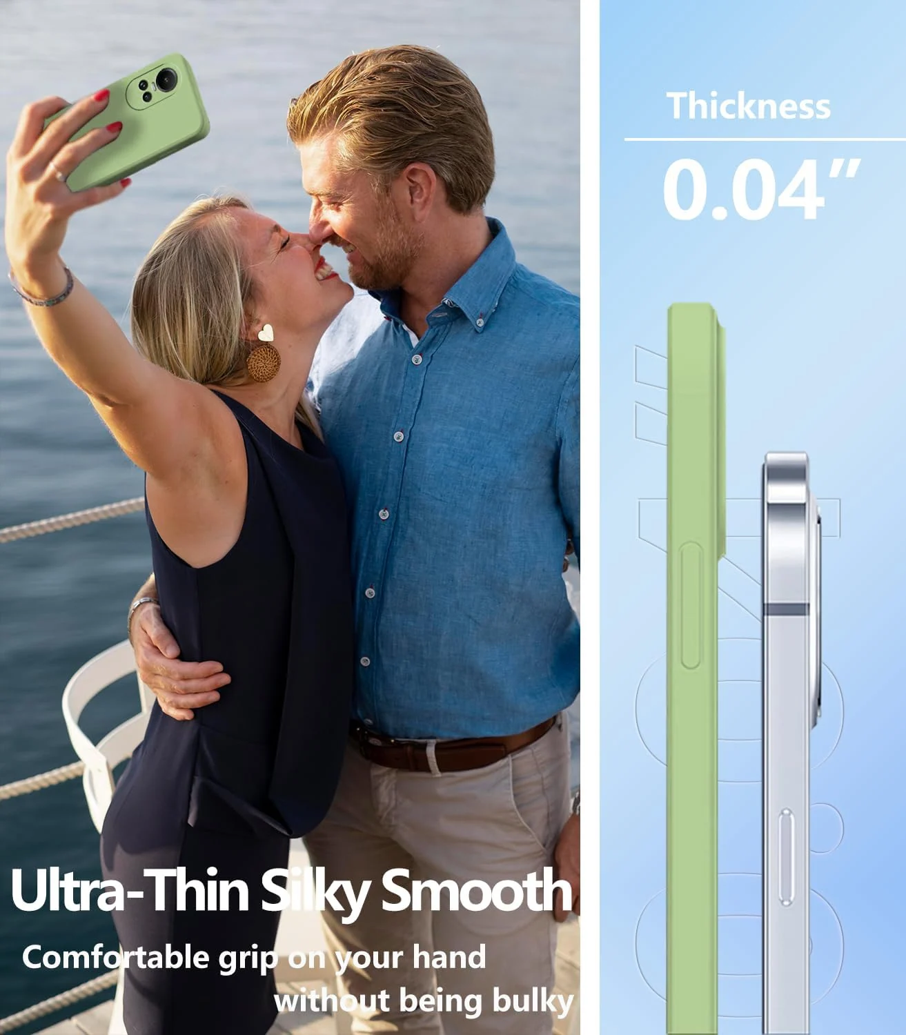DL3 Mobilak Liquid Silicone Case for OPPO Reno 10 5G / OPPO Reno 10 Pro 5G, Shock-absorbing protection, Scratch-resistant surface, Soft microfiber lining - Mint Green