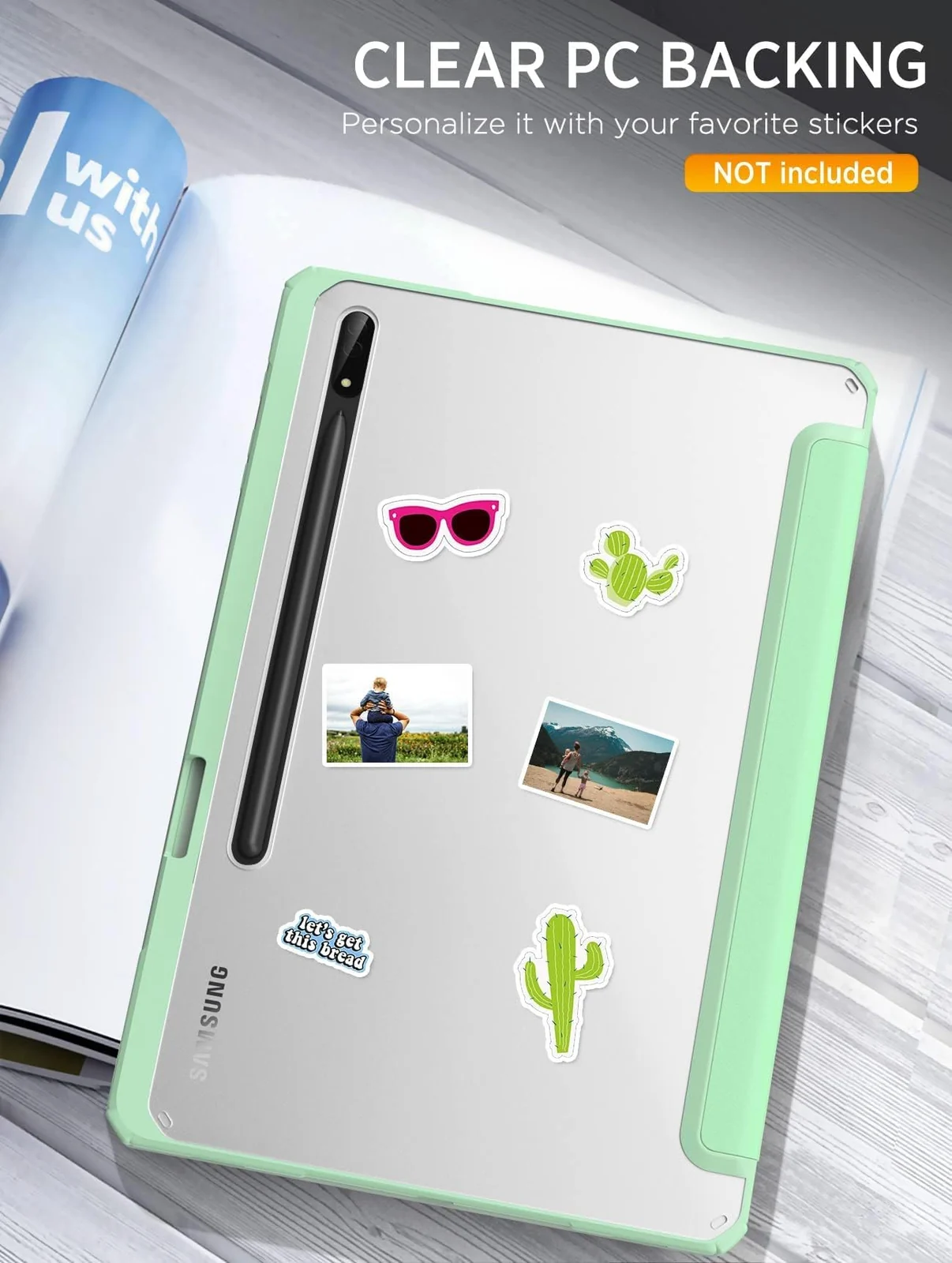 DL3 Mobilak Hybrid Slim Case for Samsung Galaxy Tab S8/Tab S7 11 Inch (Model SM-X700/X706/T870/T875/T878) with S Pen Holder, Cover with Clear Transparent Back Shell, Auto Wake/Sleep - Mint Green