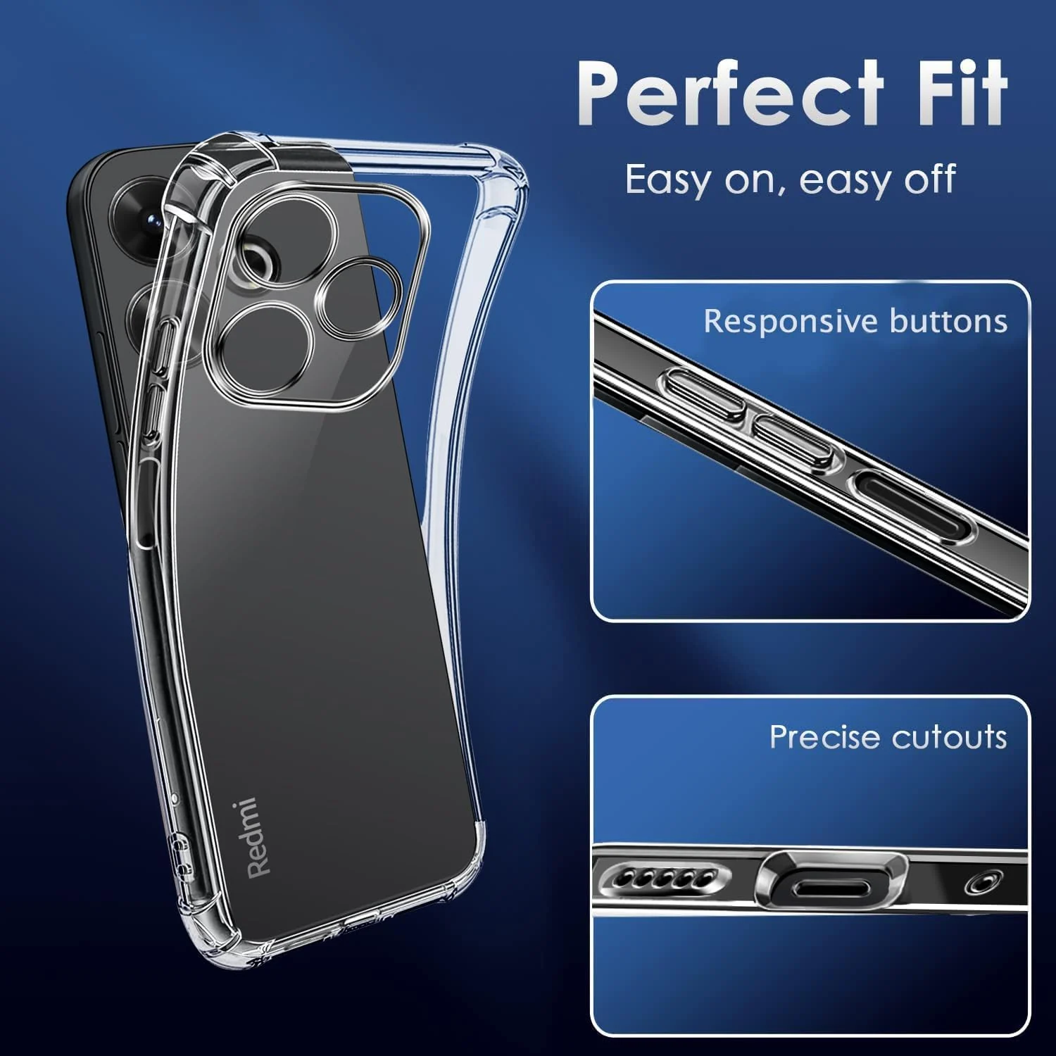 DL3 Mobilak Clear Protective Case for Xiaomi Redmi 13 4G 5G / Poco M6 4G / Redmi Note 13R - Clear