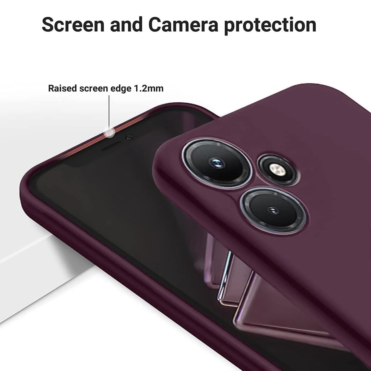 DL3 Mobilak Liquid Silicone Protective Case with Soft Microfiber Lining with Full Camera Protection for Infinix Hot 30i - Wine Red
