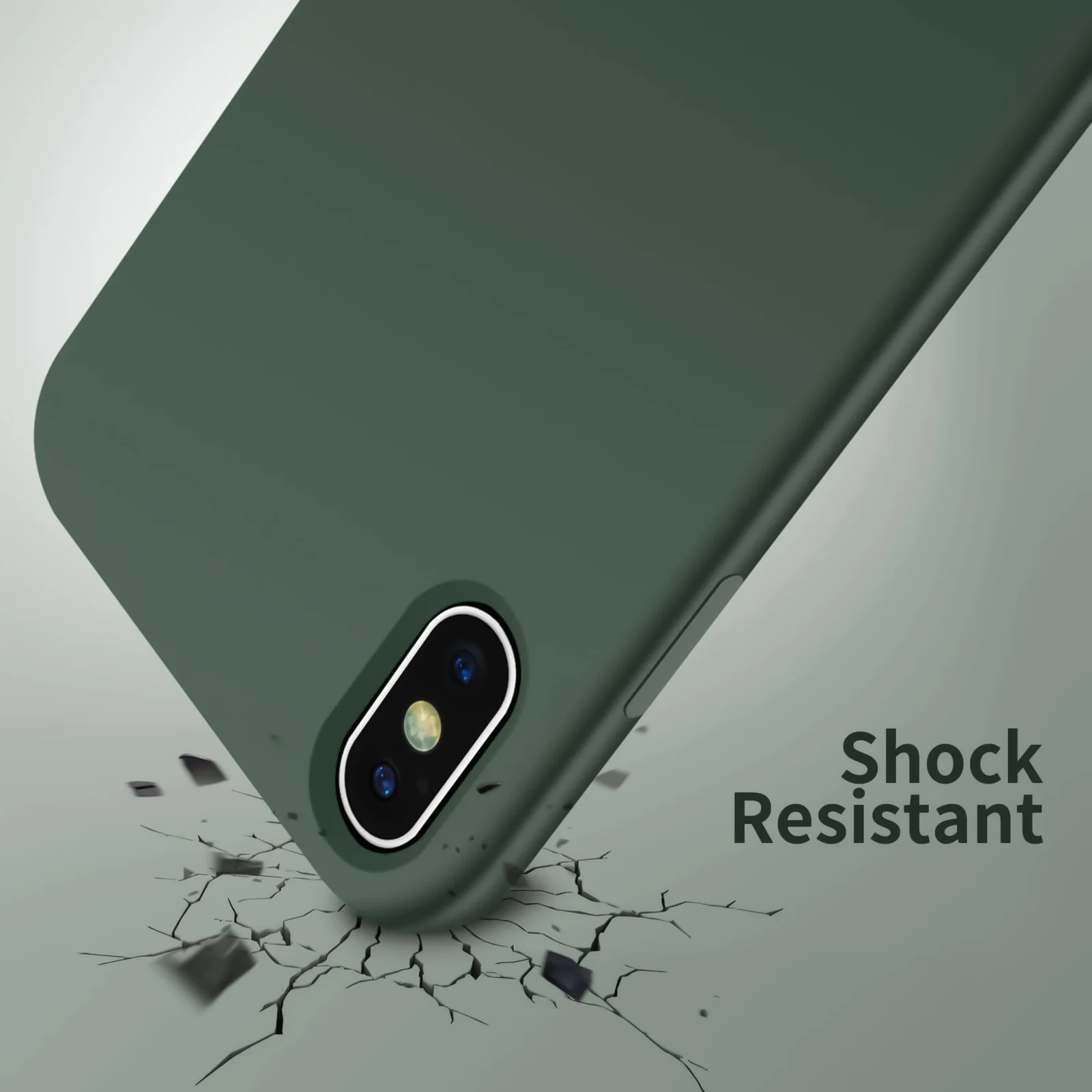 DL3 Mobilak Liquid Silicone Protective Case for iPhone X / iPhone XS with Camera Protection and Microfiber Lining - Green