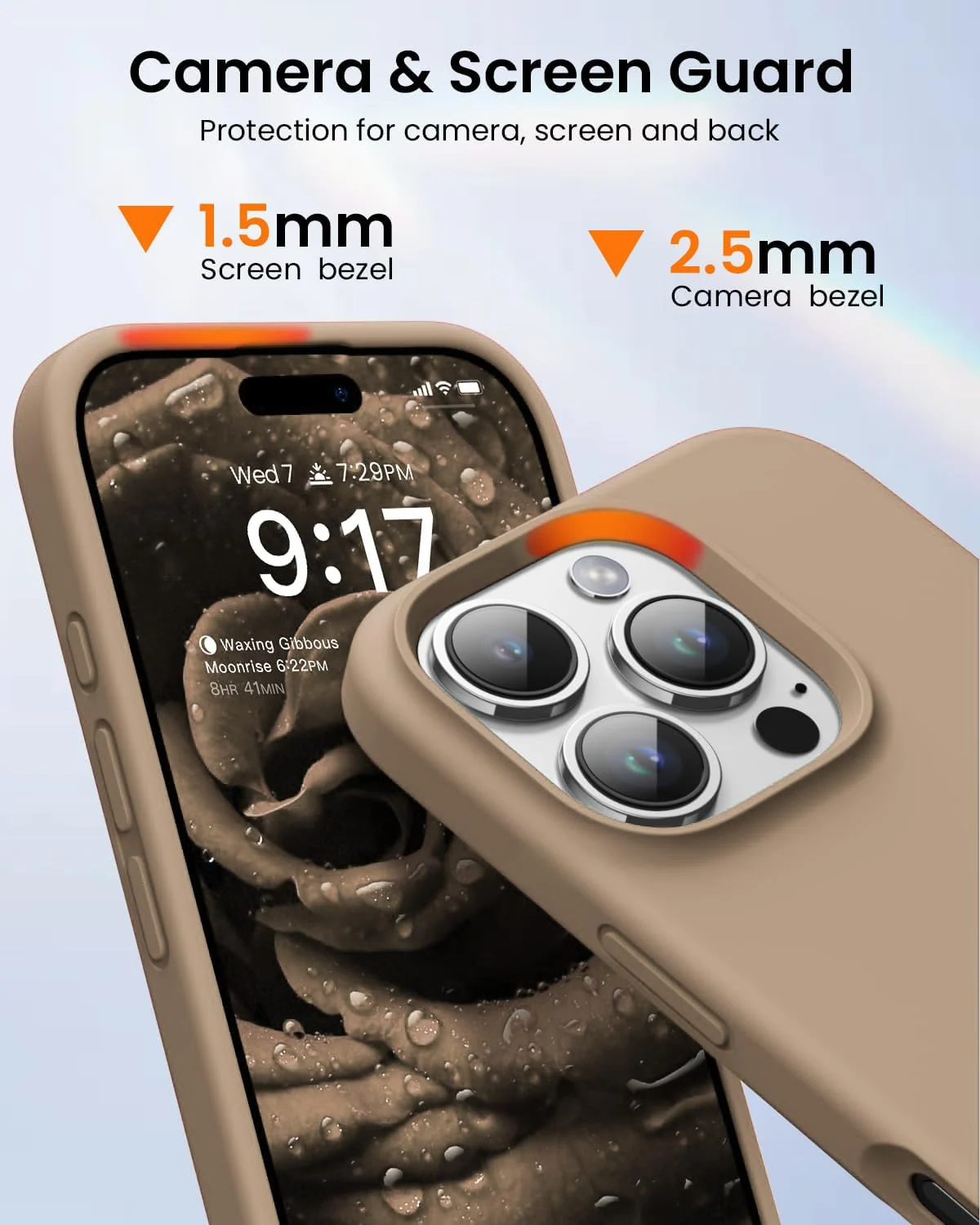 DL3 Mobilak Liquid Silicone Protective Case for iPhone 16 Pro with Microfiber Lining and Shockproof Design - Desert