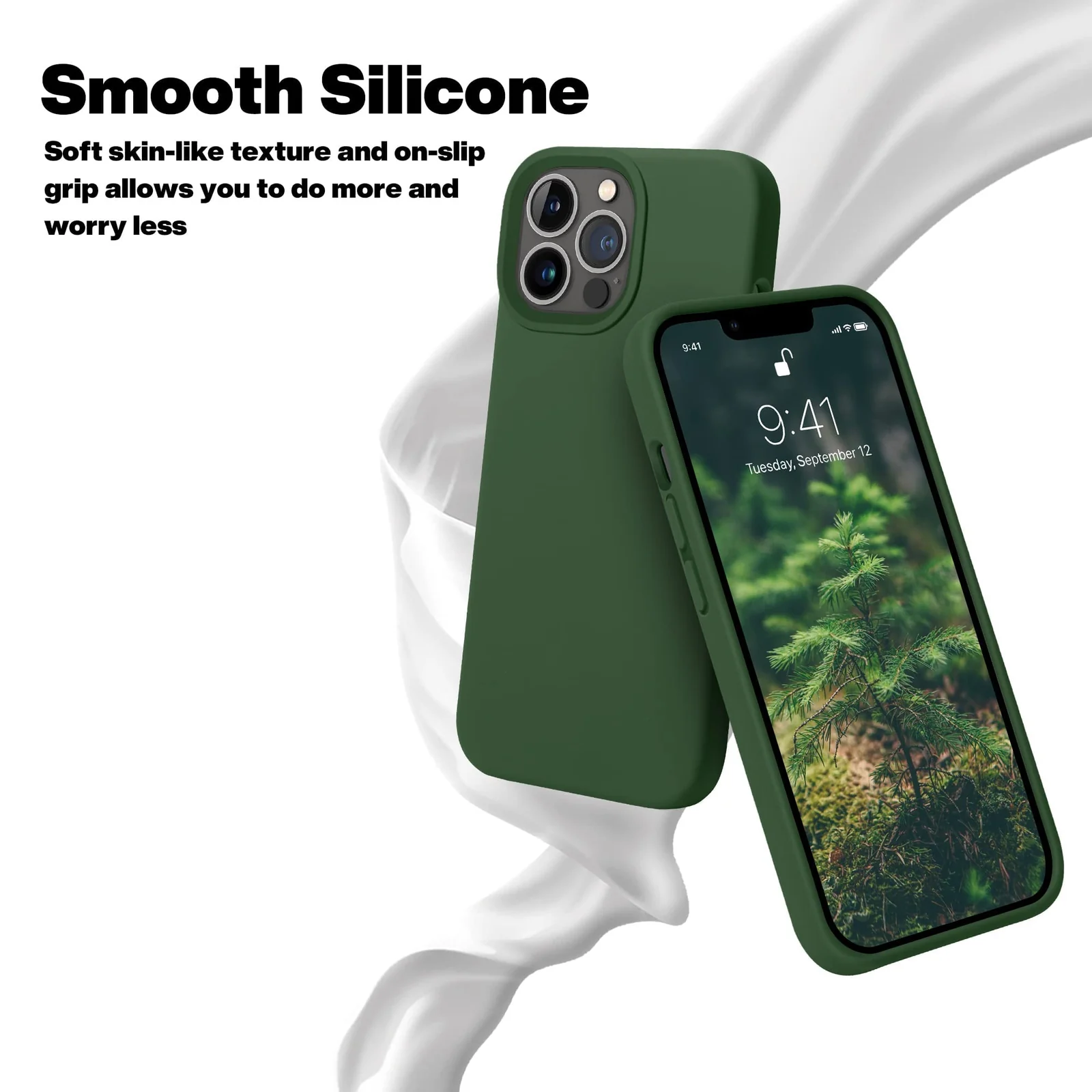 DL3 Mobilak Liquid Silicone Protective Case with Soft Microfiber Lining for iPhone 12 Pro Max (6.7 Inch) - Clover