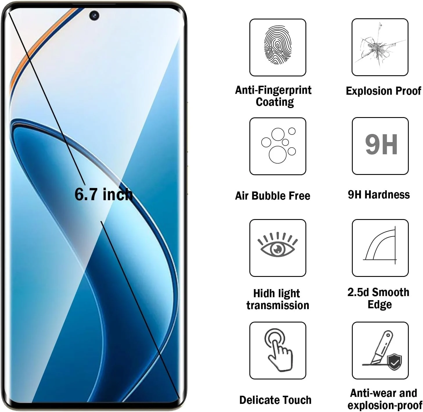 DL3 Mobilak 5D Full Glass Screen Protector For realme 12 Pro Plus/realme 12 Pro+ Frame Protector - Black