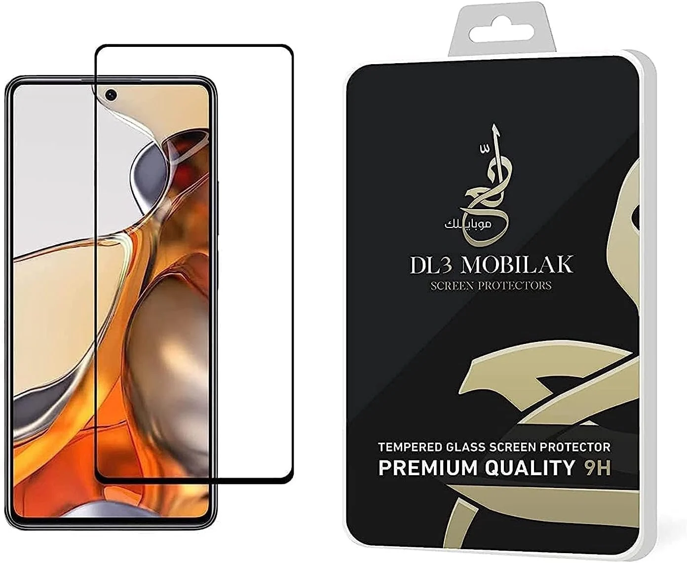 DL3 Mobilak 5D Full Glass Screen Protector For Xiaomi Redmi 10 2022. Black Frame - Clear